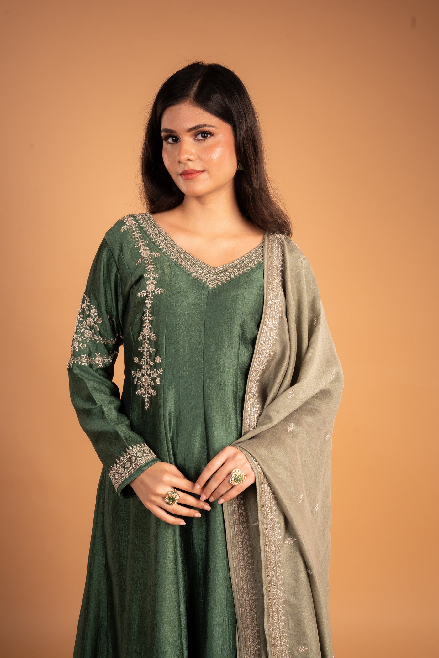 Sage Green Embroidered Anarkali Kurta set