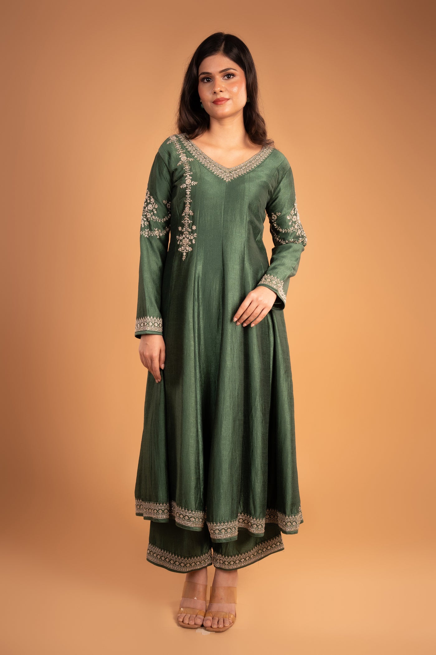 Sage Green Embroidered Anarkali Kurta set