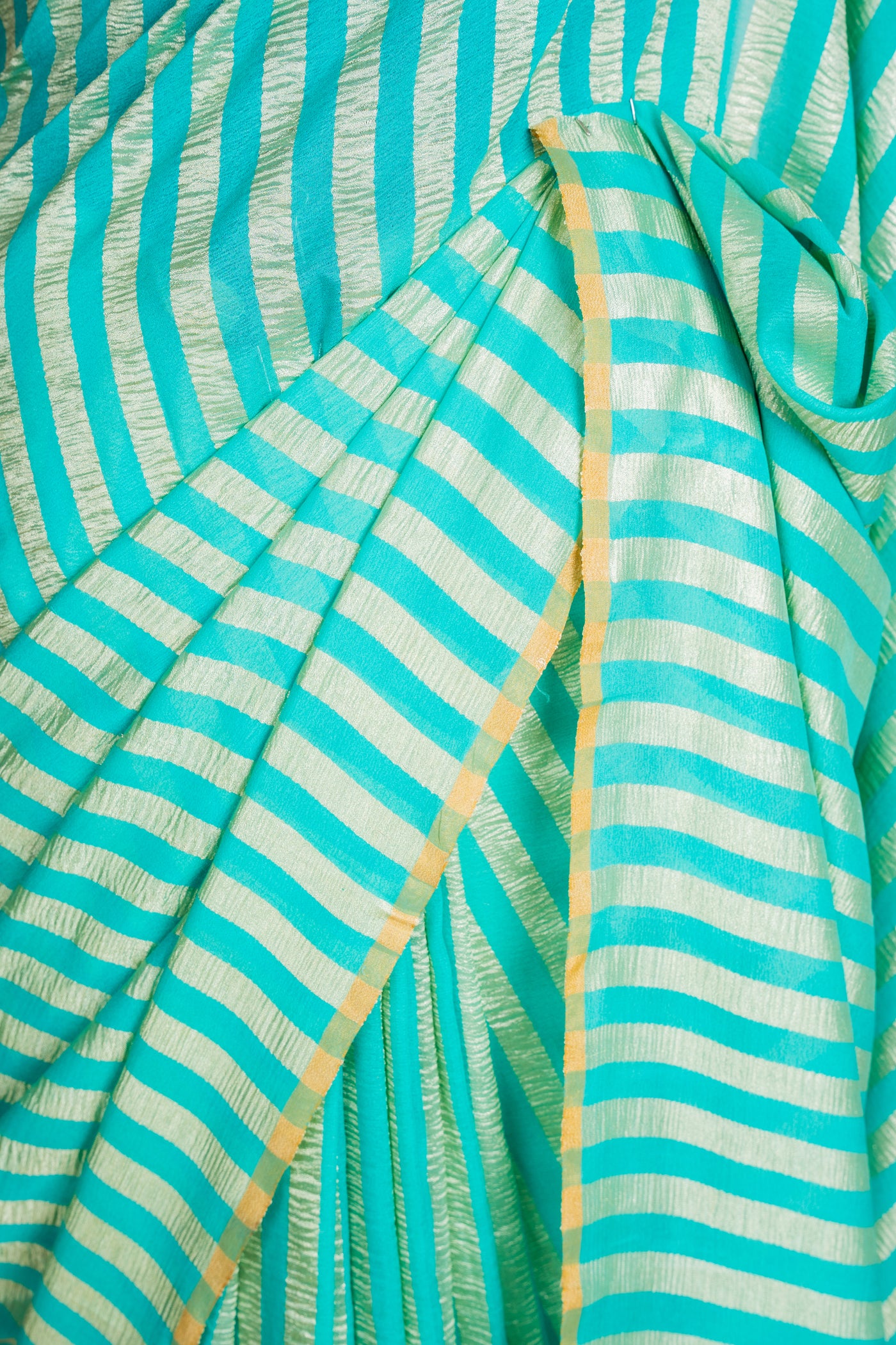 Turquoise Zari Striped Munga Silk Saree
(RTS)