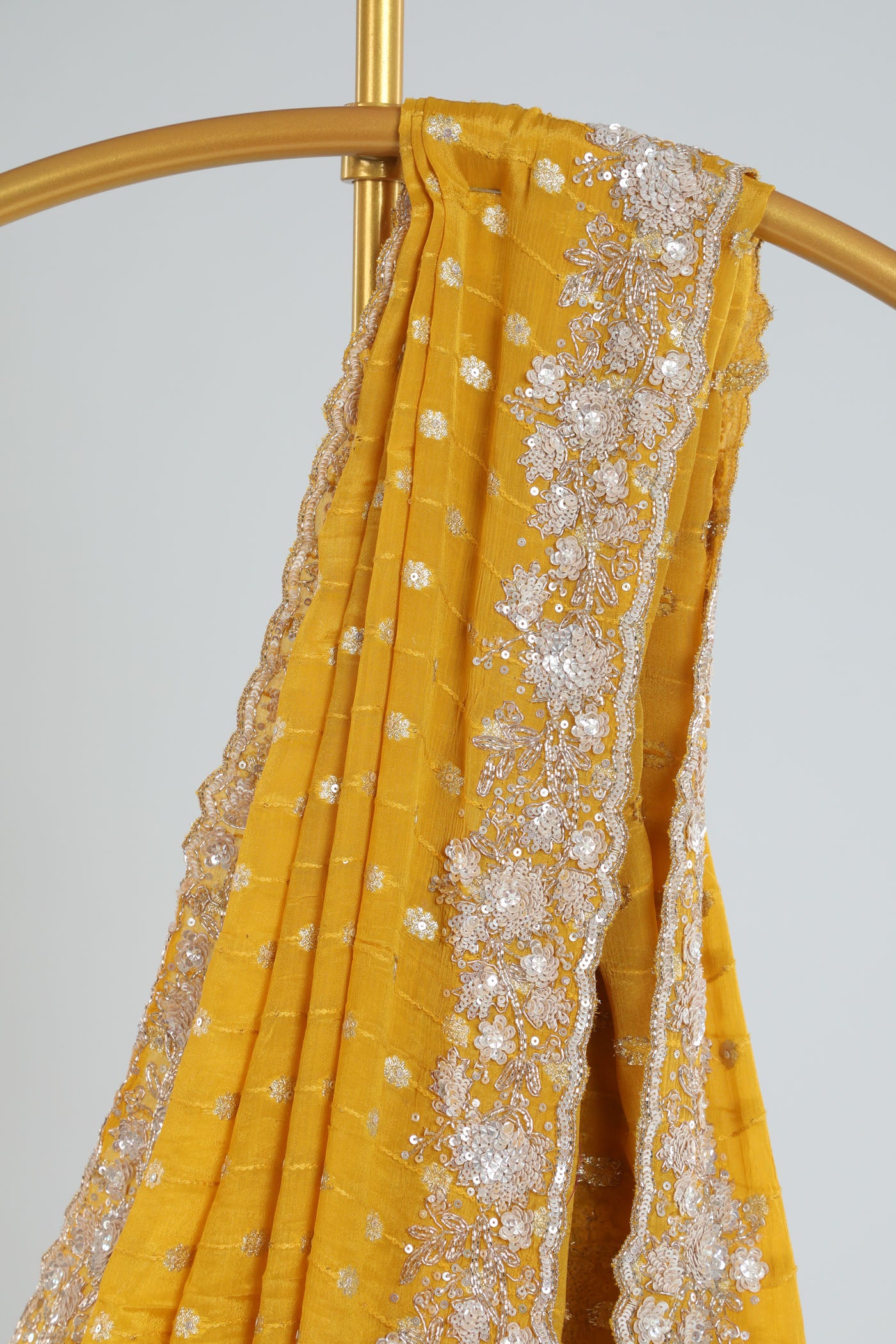 Banarsi chinnon Crape saree with embroidery
