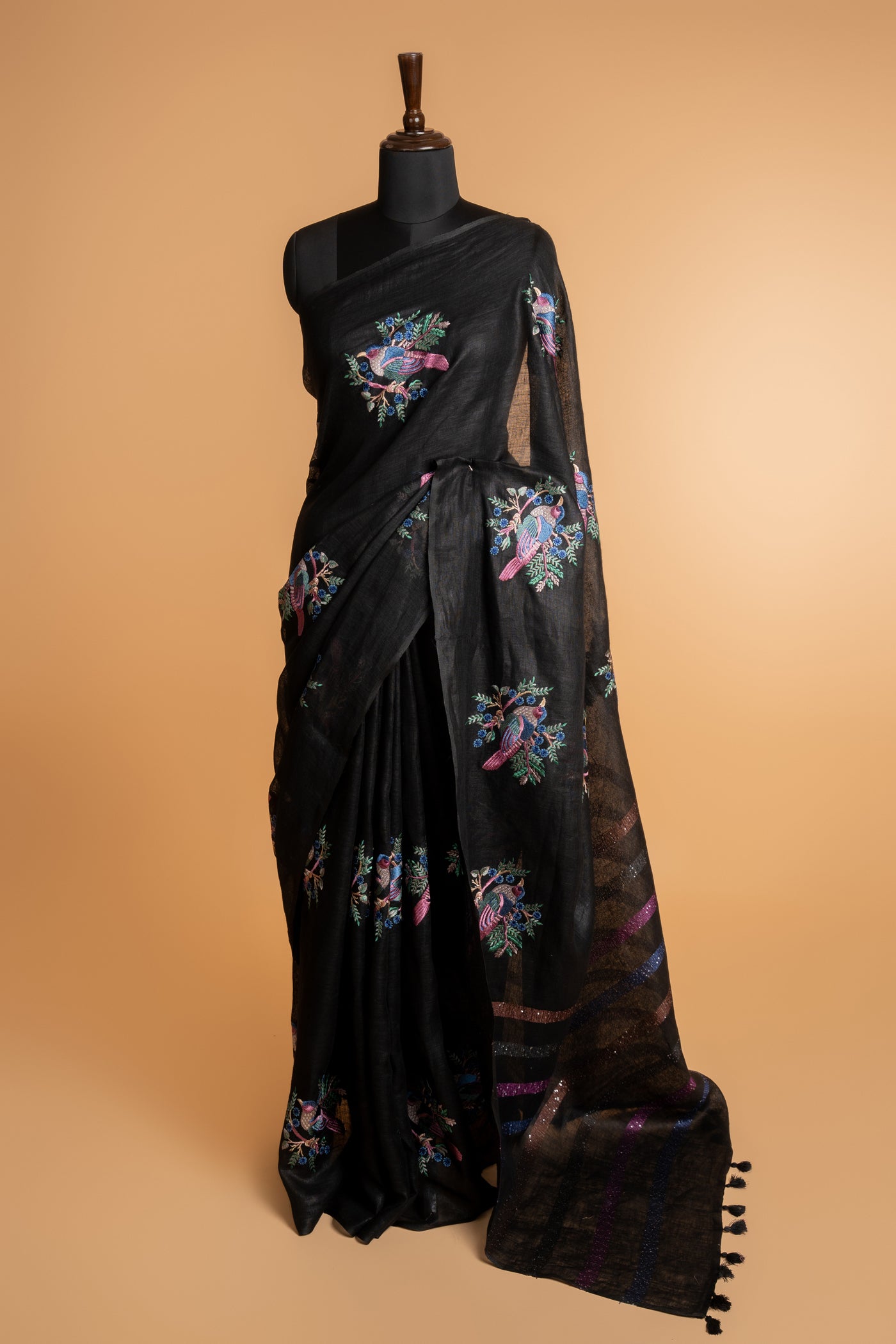 Black Linen Saree (RTS)