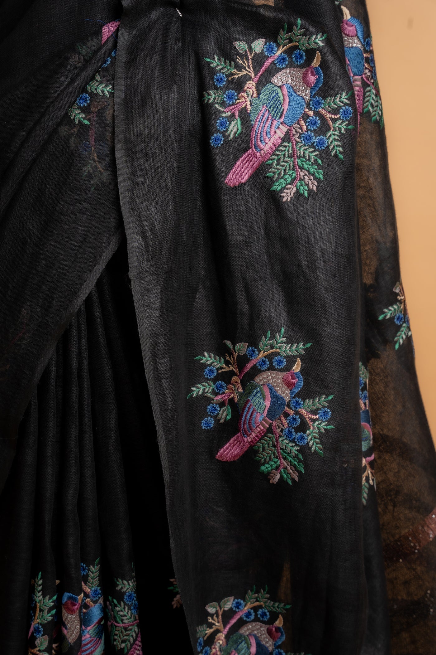 Black Linen Saree (RTS)
