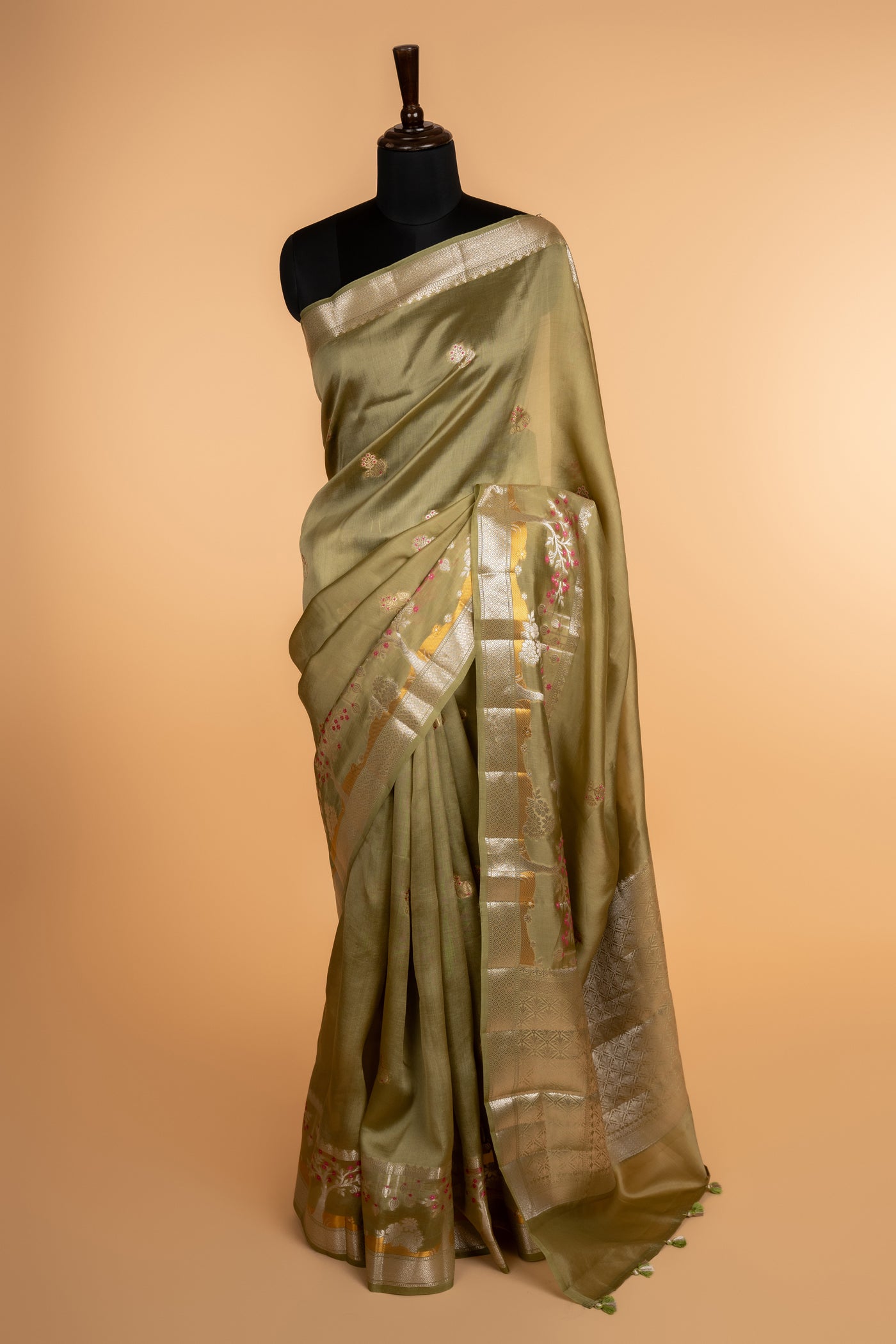 Sage Green Chanderi Silk Saree
(RTS)