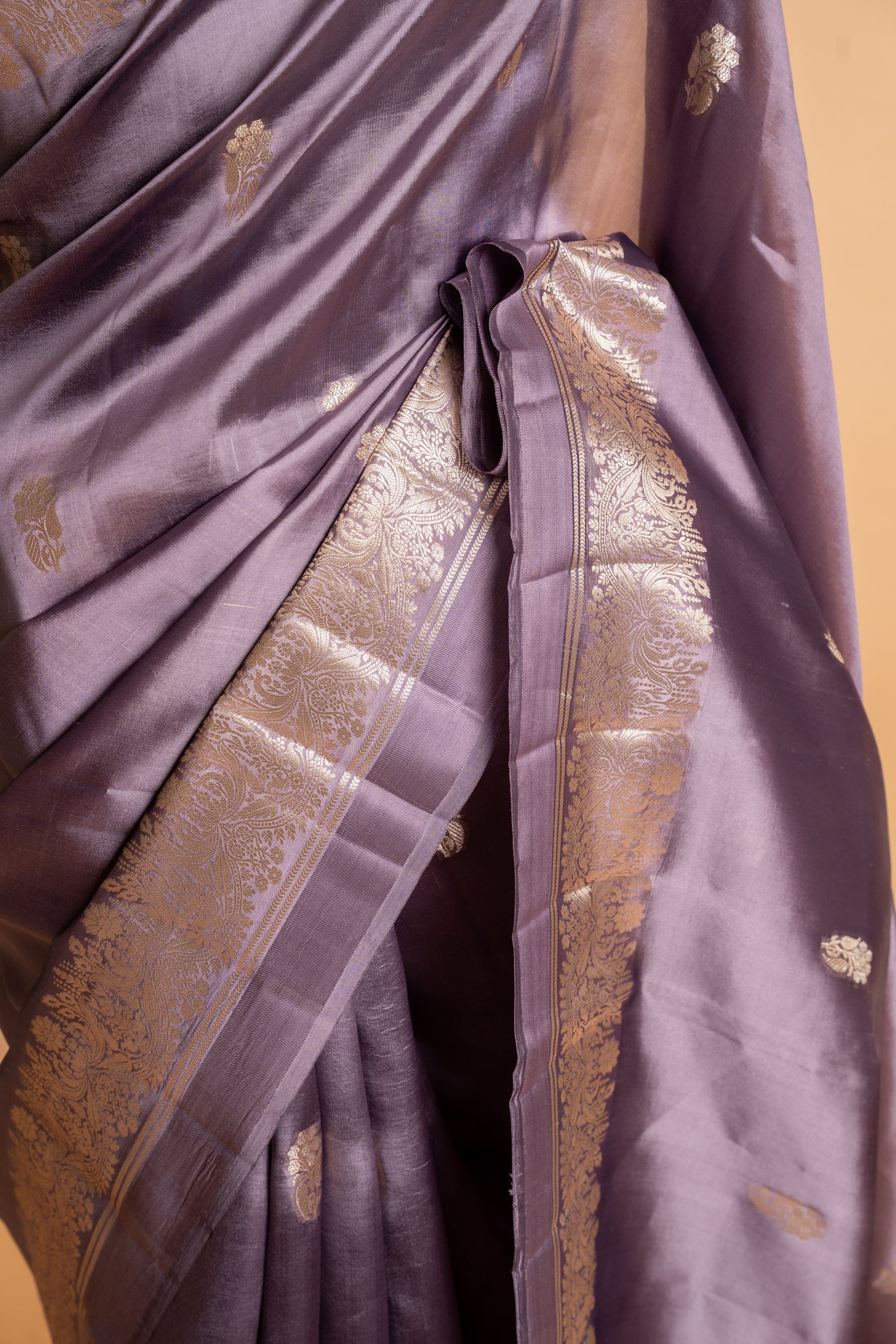 Lavender Banarasi Chinon Silk Saree (RTS)