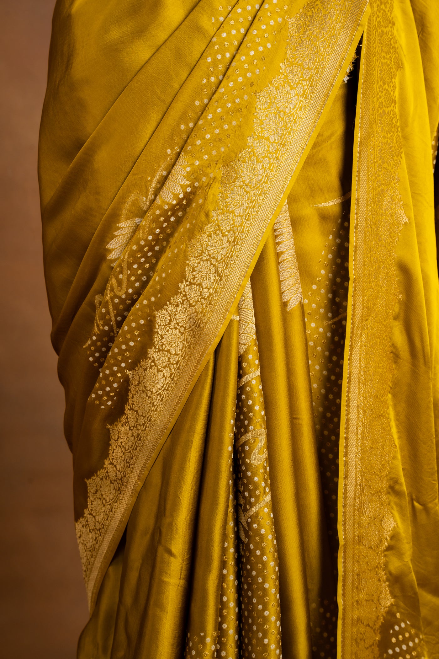 Lime Green Mashru Silk Saree (RTS)