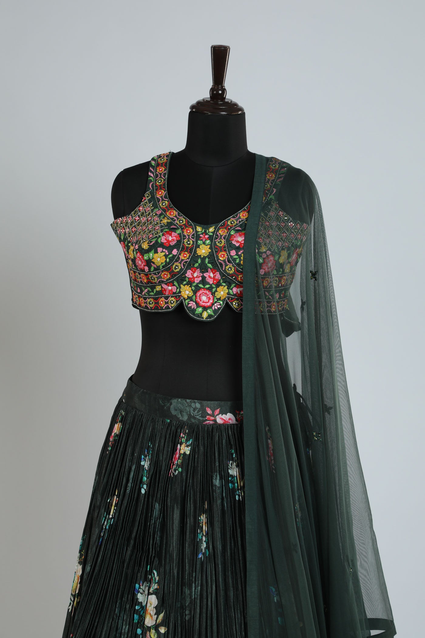 Printed lehanga with stiched blouse. (RTS)