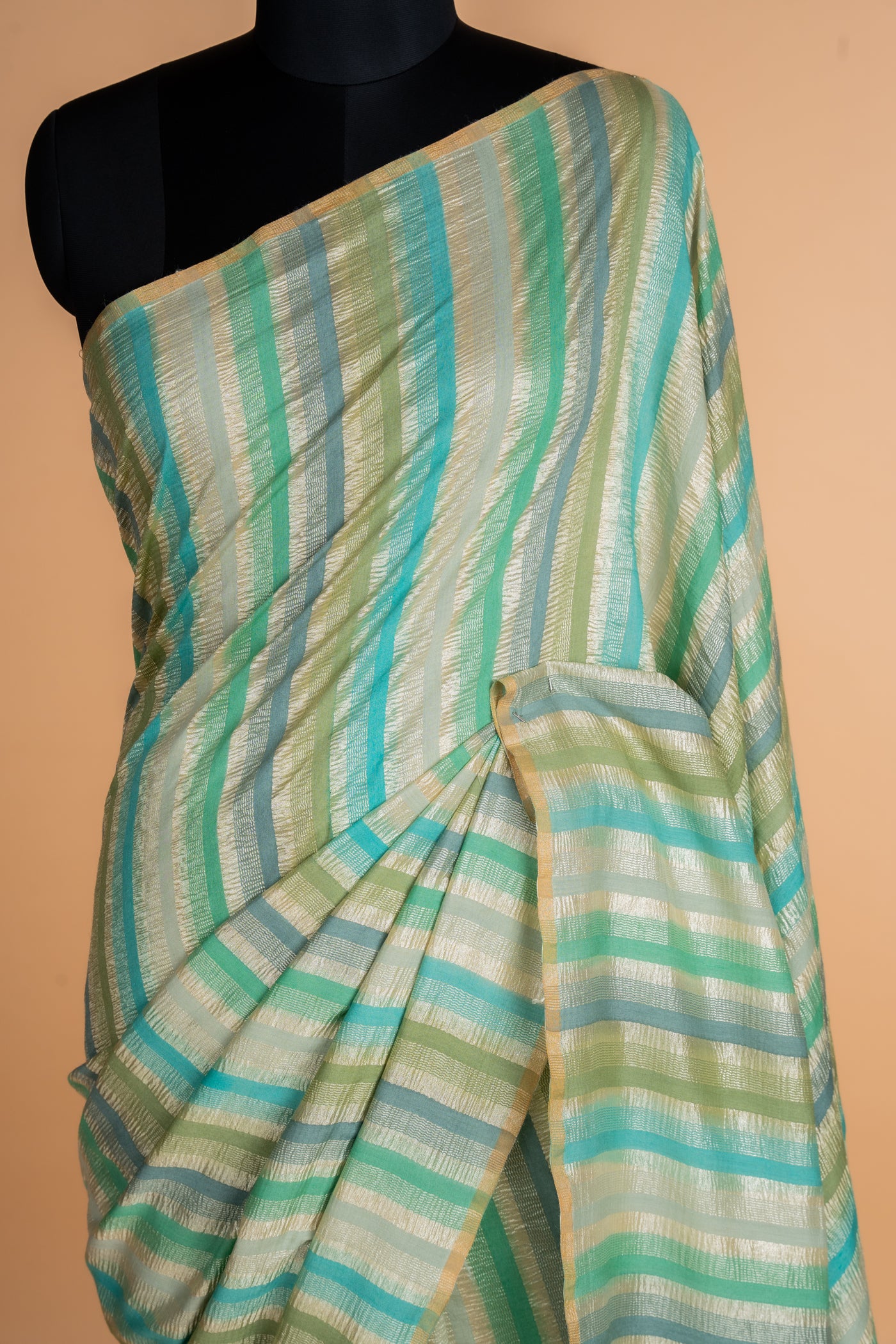 Multi colour Striped Munga Silk Saree
(RTS)