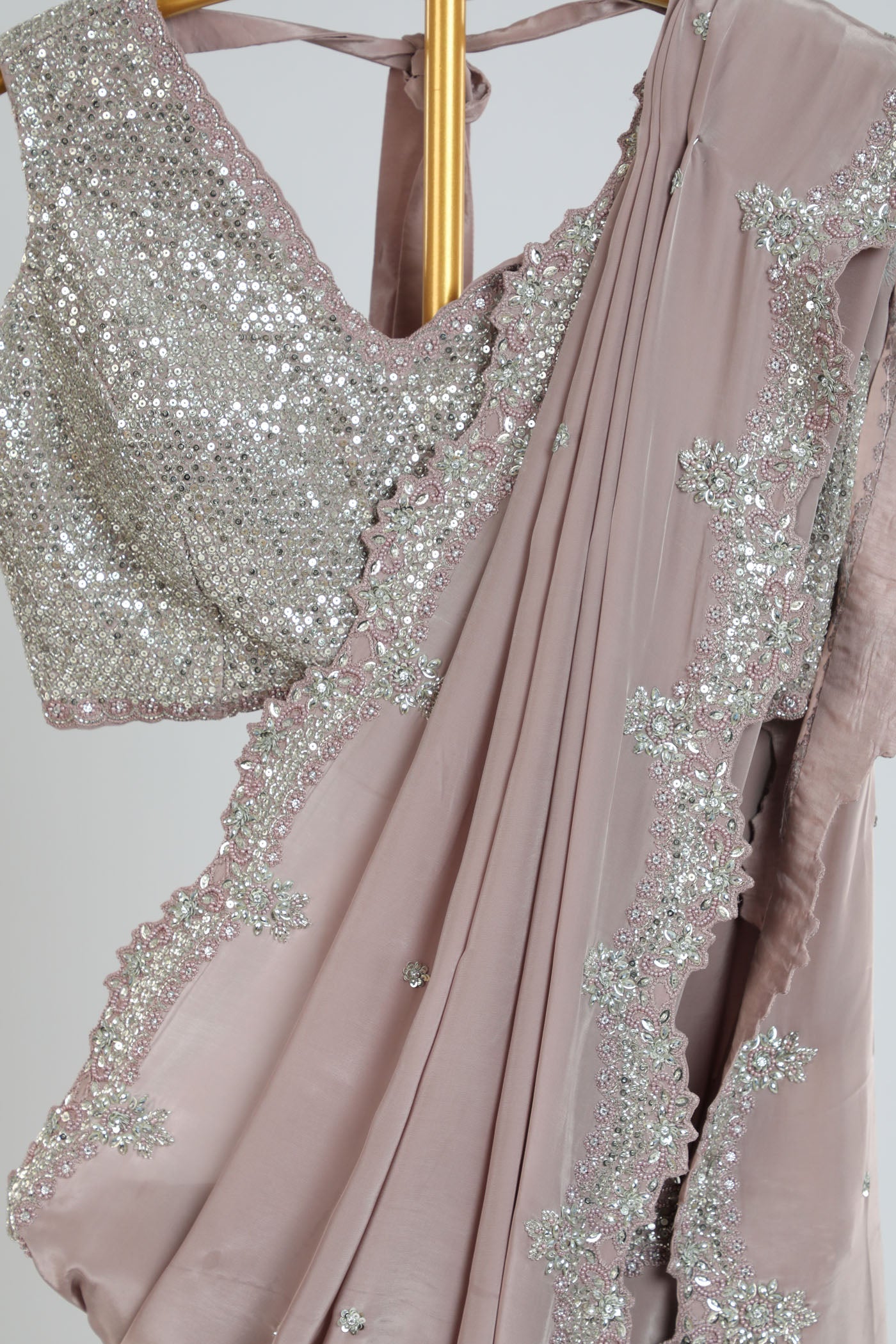 Embroidered saree with a readymade blouse