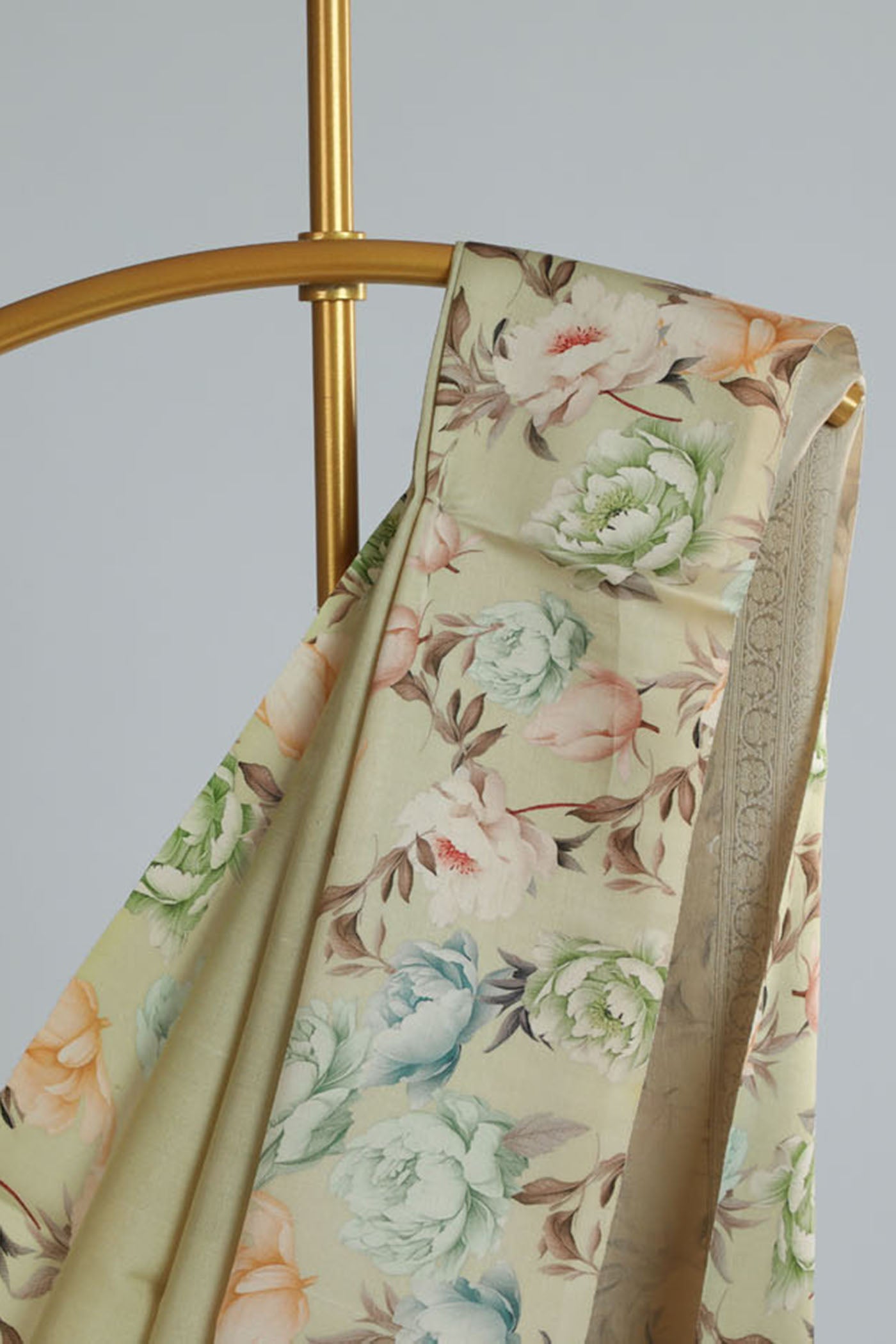 Soft silk saree with printed border ,pallu and blouse