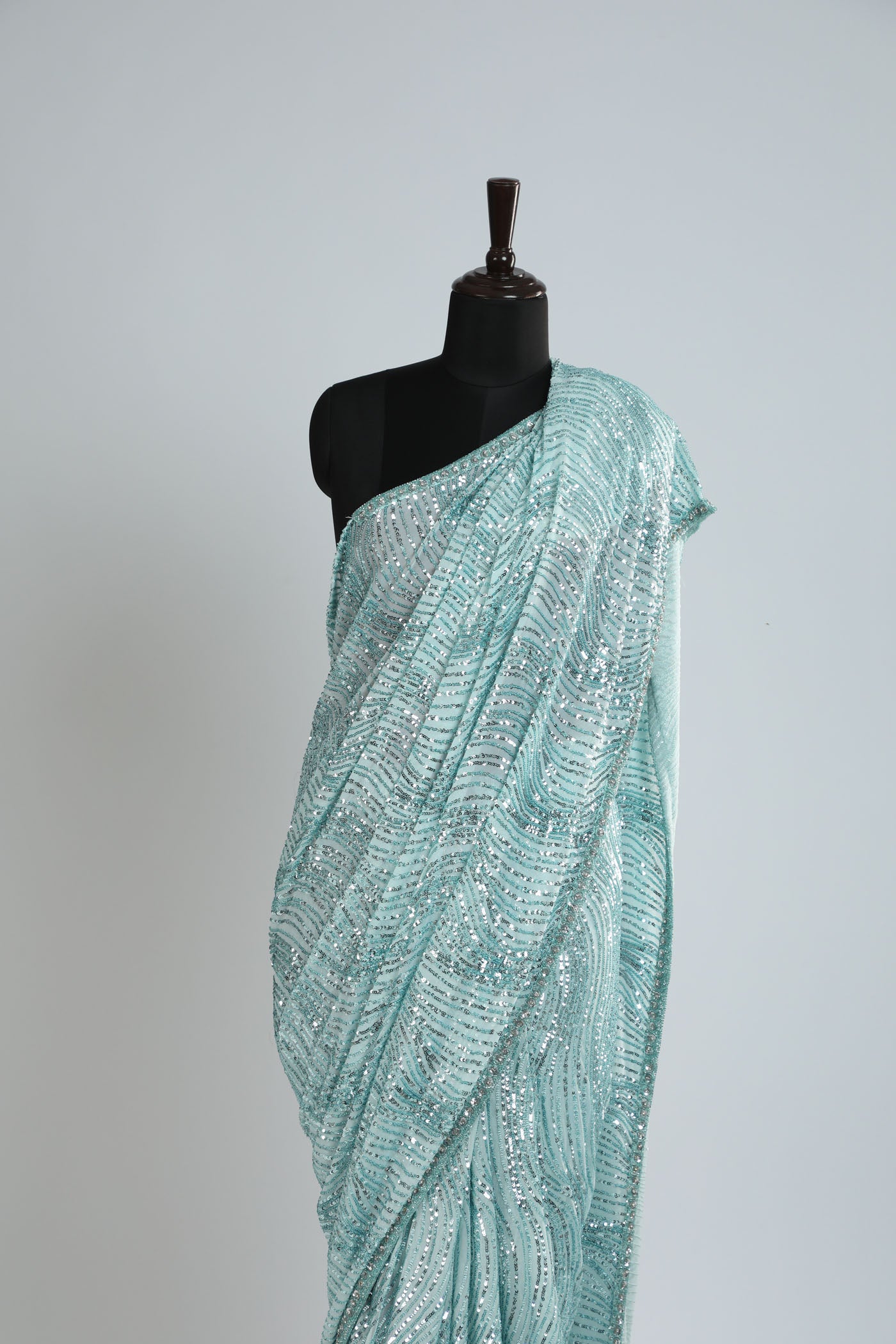 Fully embroidered saree on lycra fabric