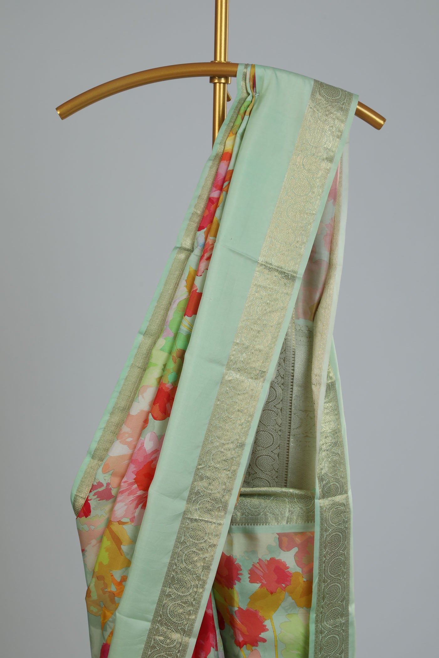 Soft silk saree with printed border ,pallu and blouse