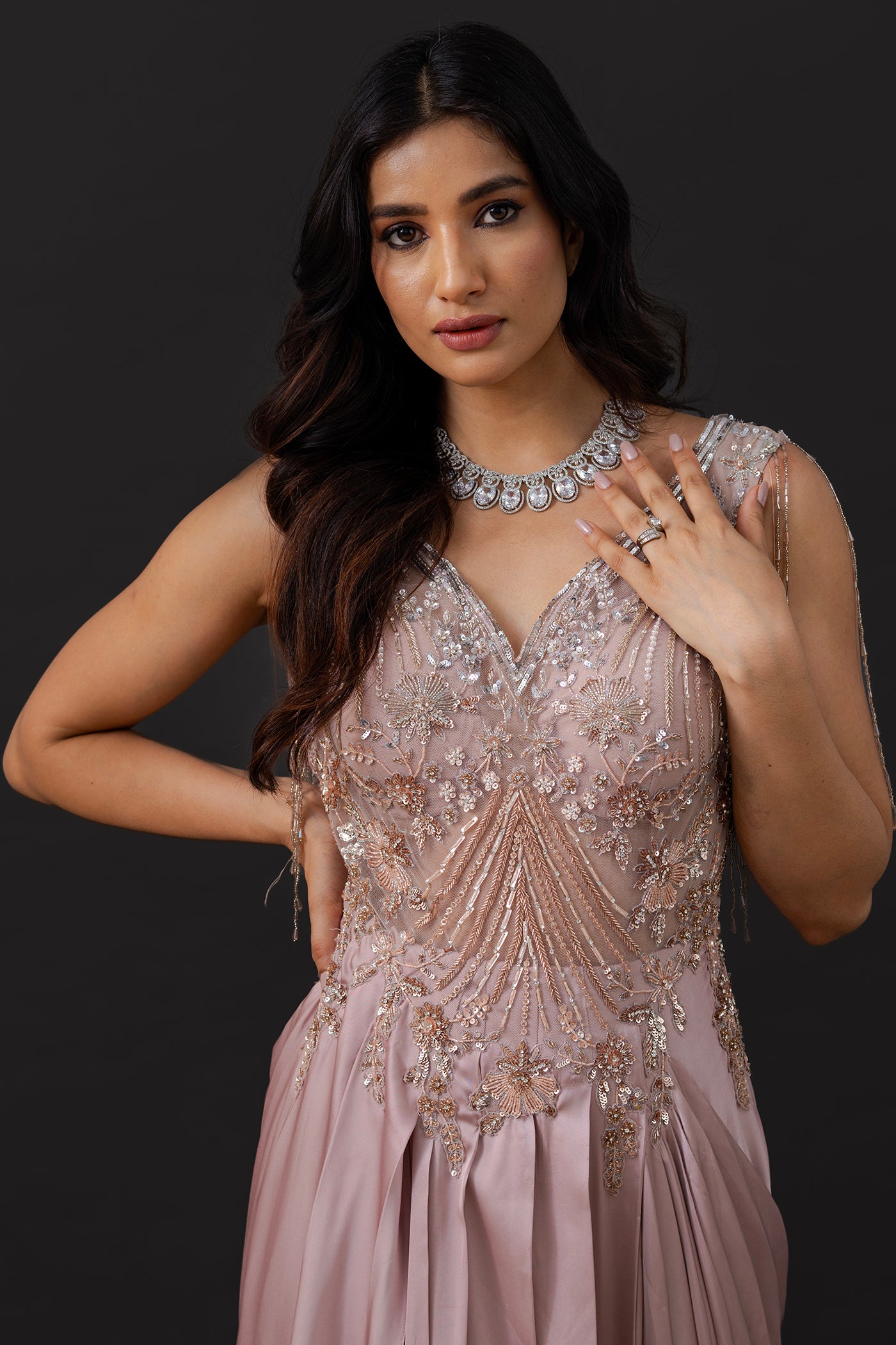 Champagne pink cocktail gown