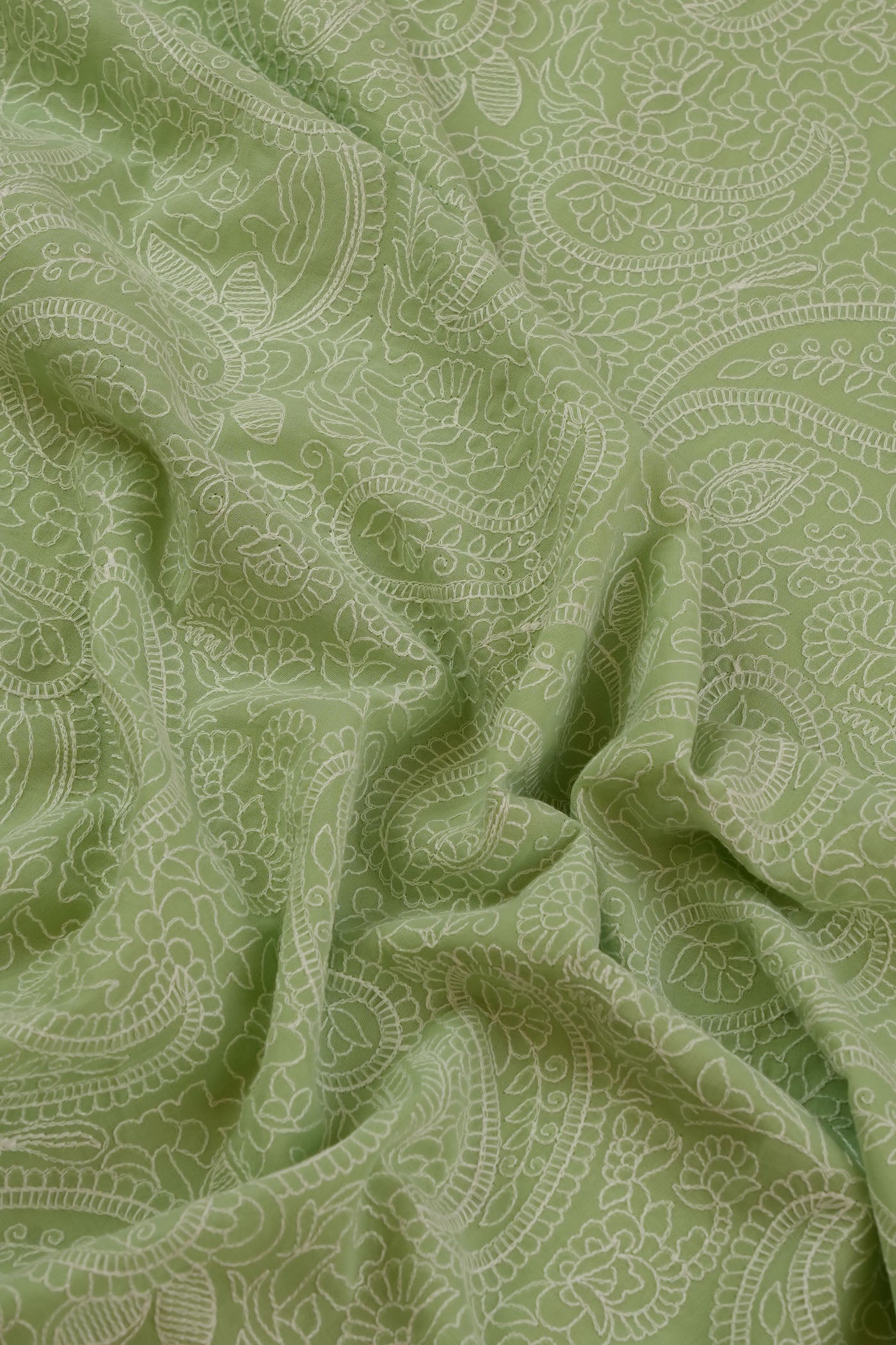 Elegant Green Paisley Fabric.