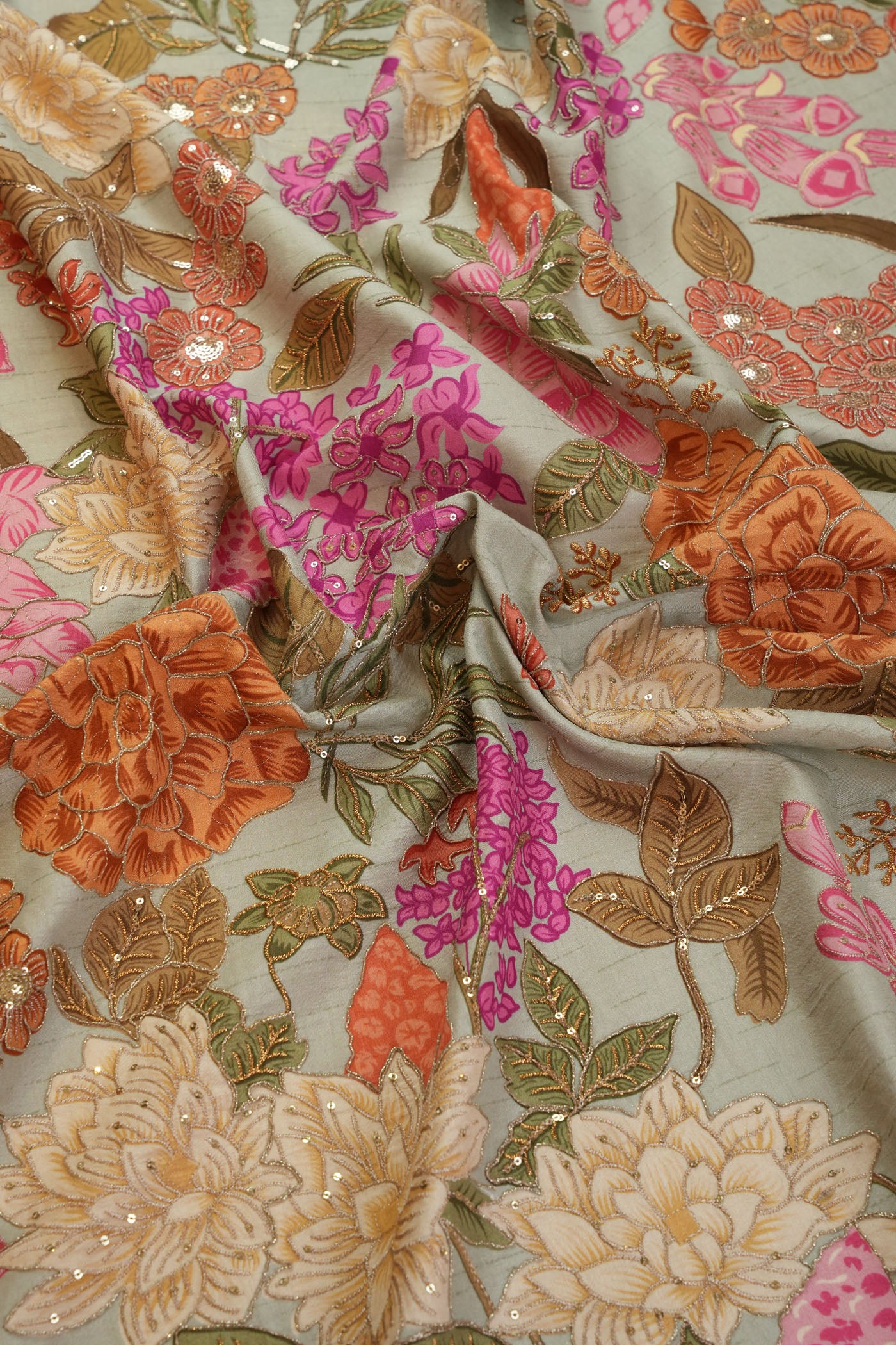 Floral Embroidered Fabric.