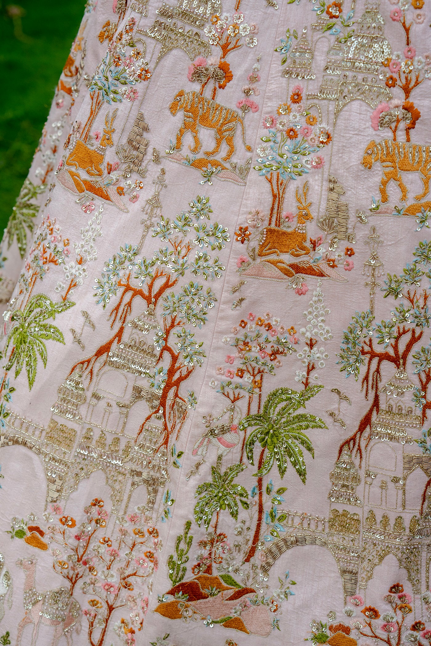 Peach Royal Heritage Embroidered Ghagra Set(RTS)