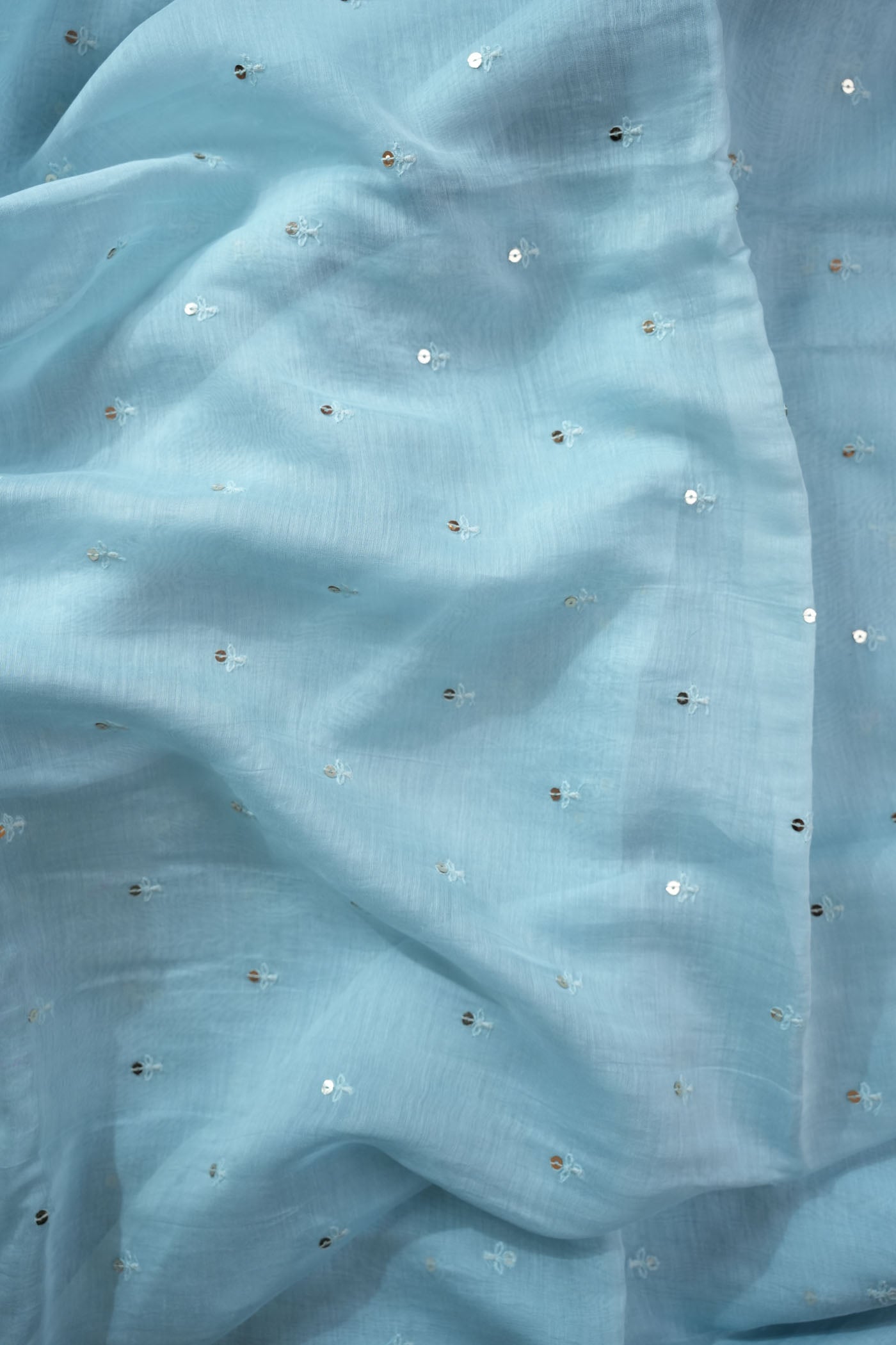 Poweder Blue Fabric with Subtle Sequin Embellishments