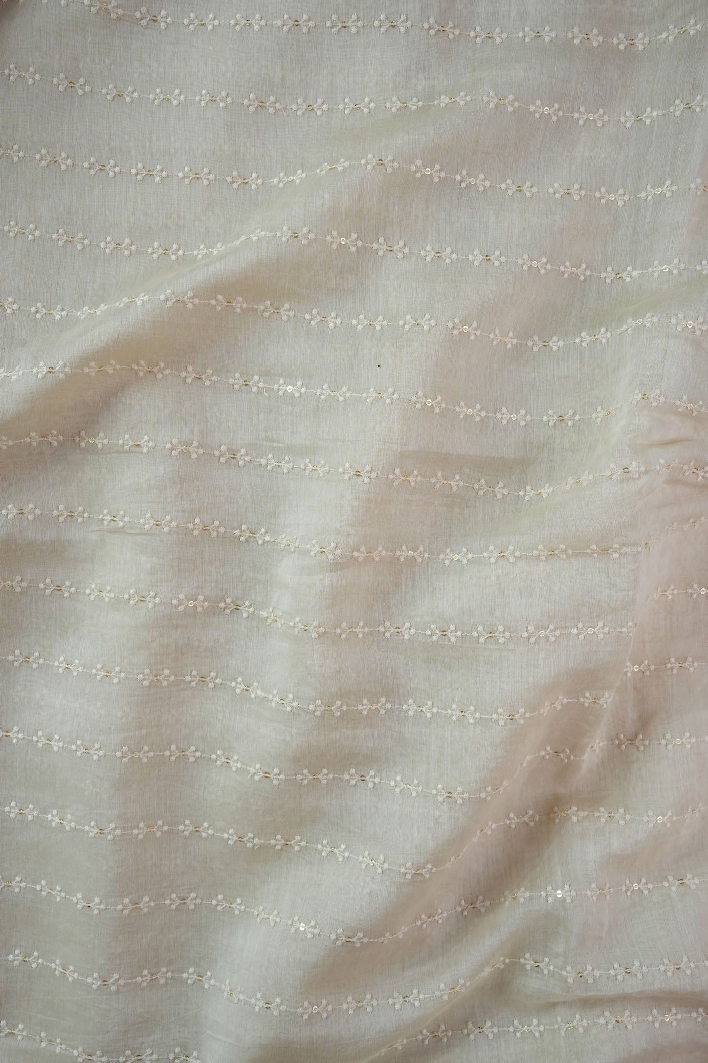Ivory Fabric with Subtle Threaded Stripe Embroidery