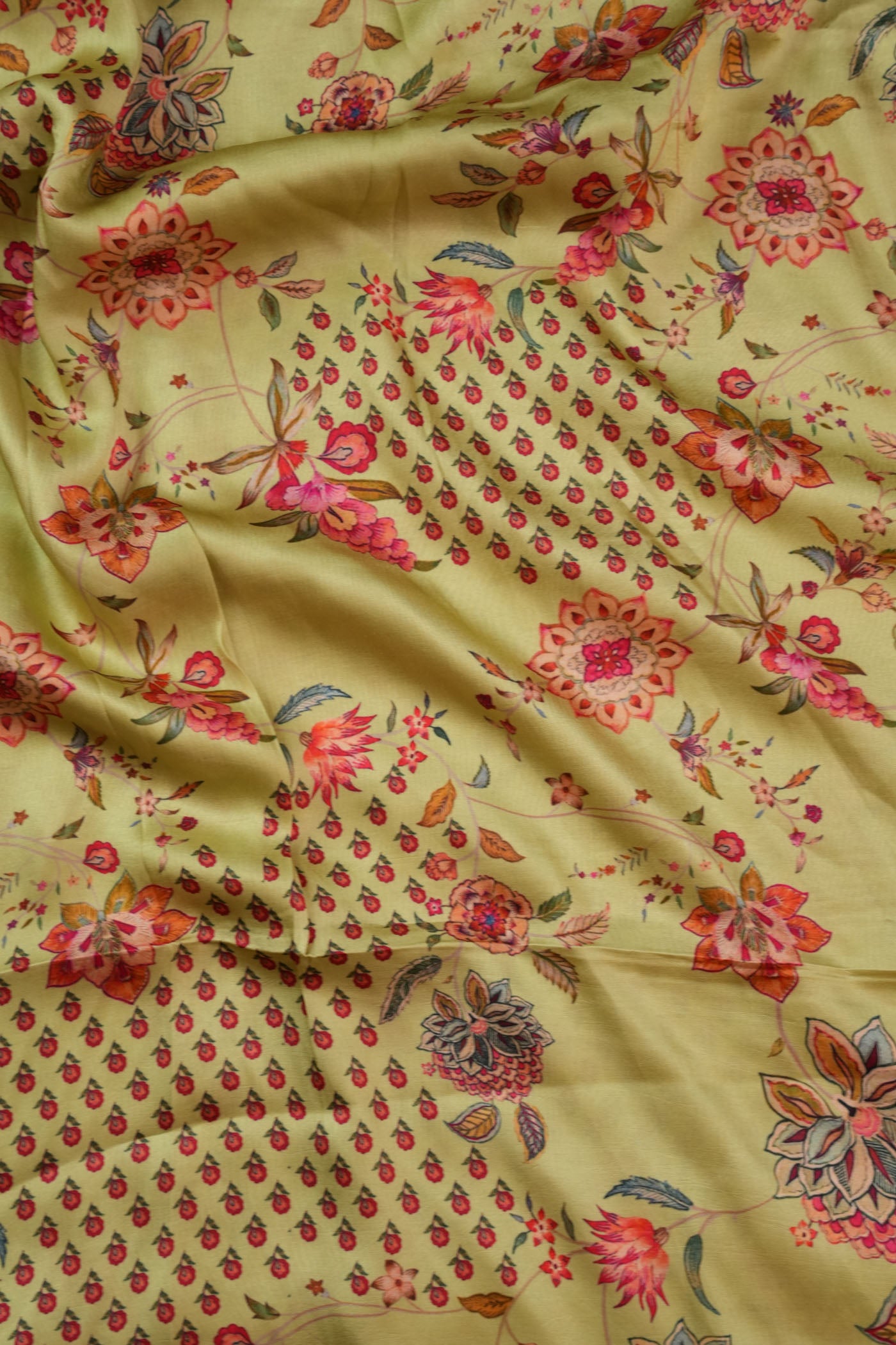 Light Green Floral Printed Fabric