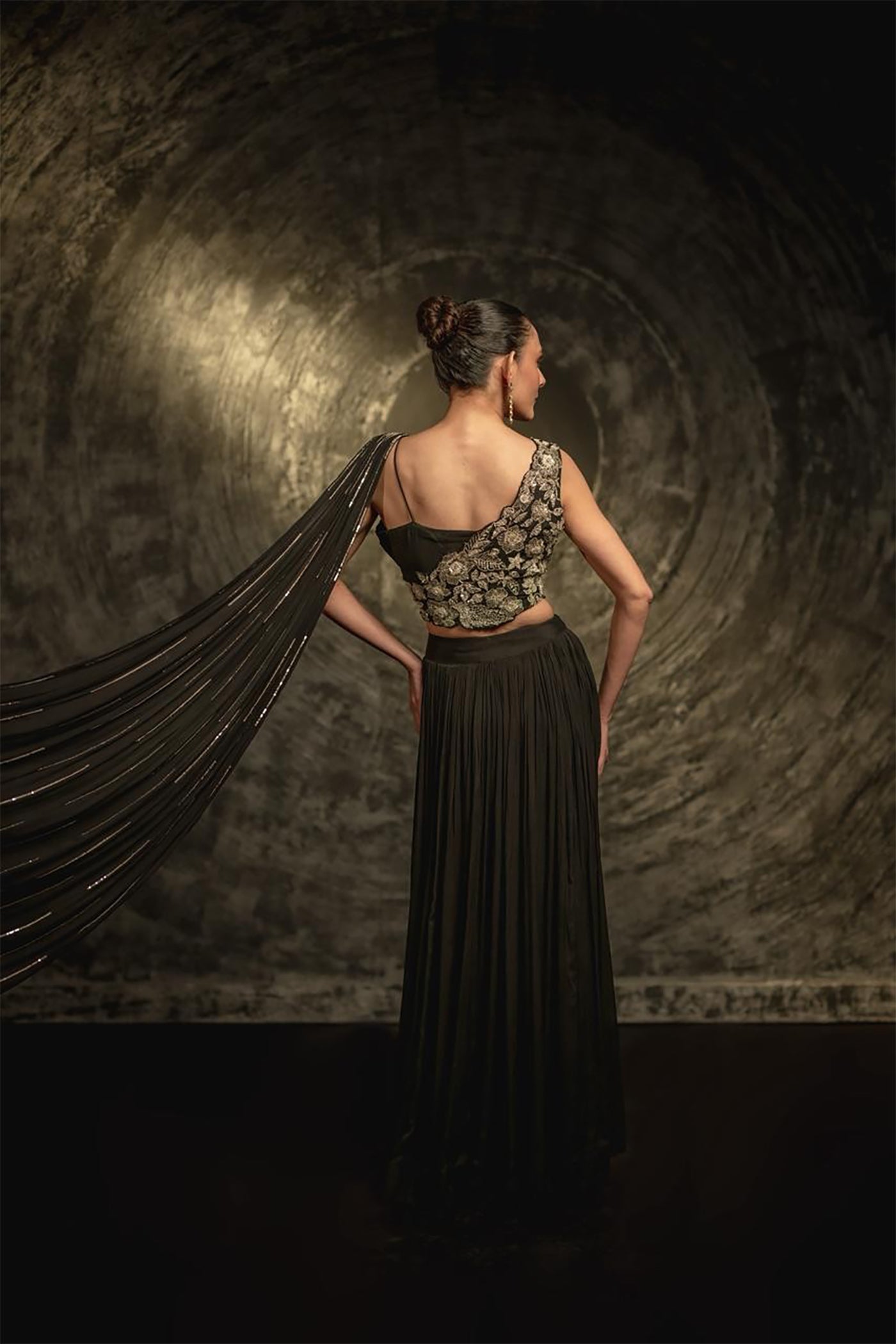 Midnight Bloom Embroidered Ensemble