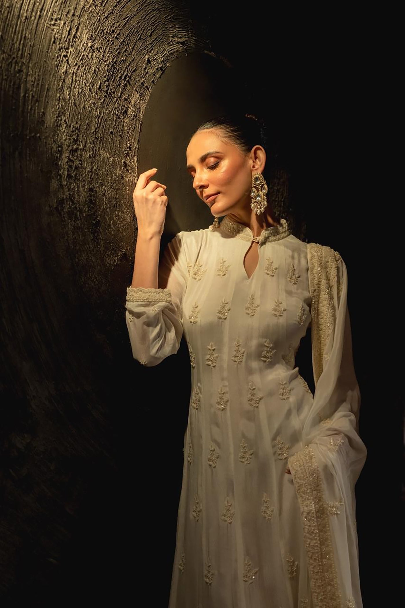 Ethereal Ivory Anarkali Ensemble