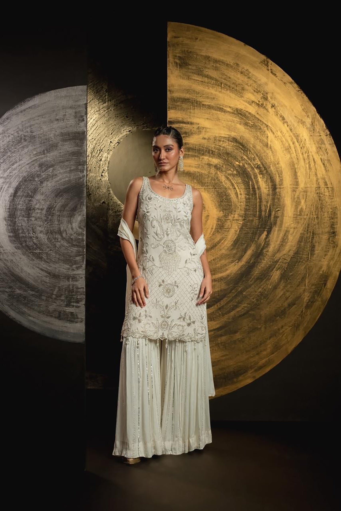 Ivory Radiance Sharara Set