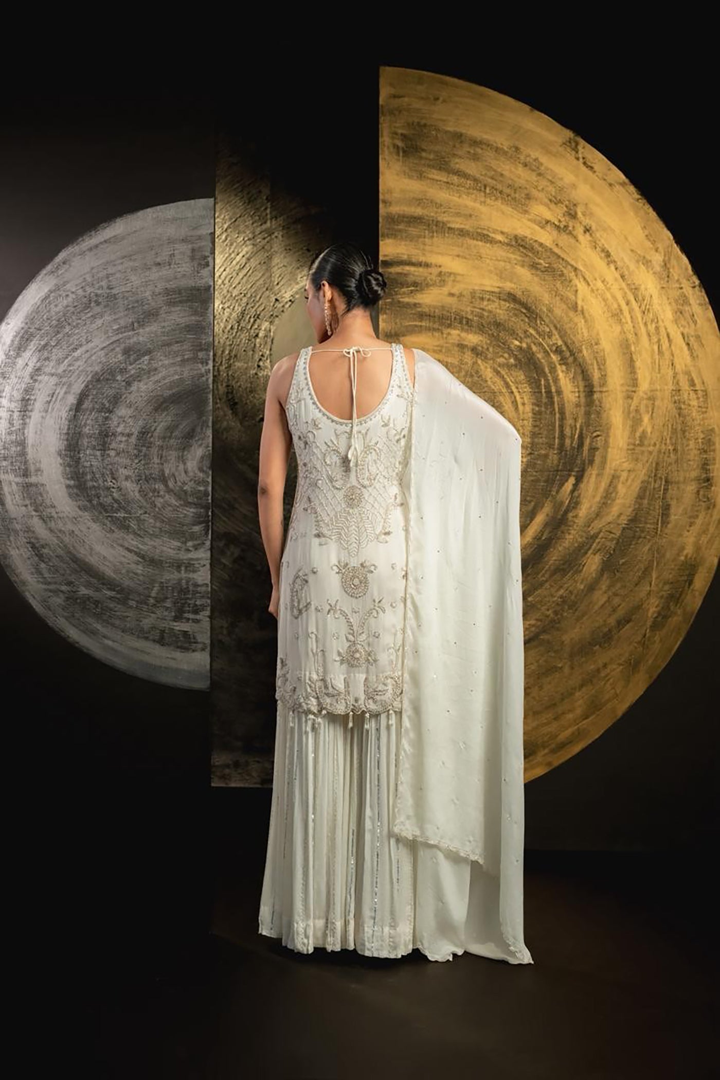 Ivory Radiance Sharara Set