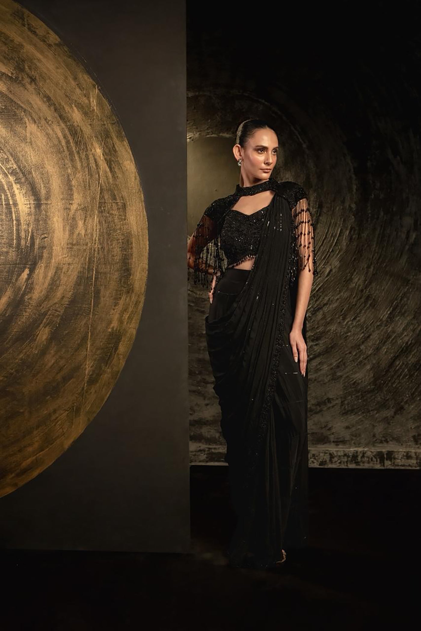 Noir Allure Drape Saree Ensemble