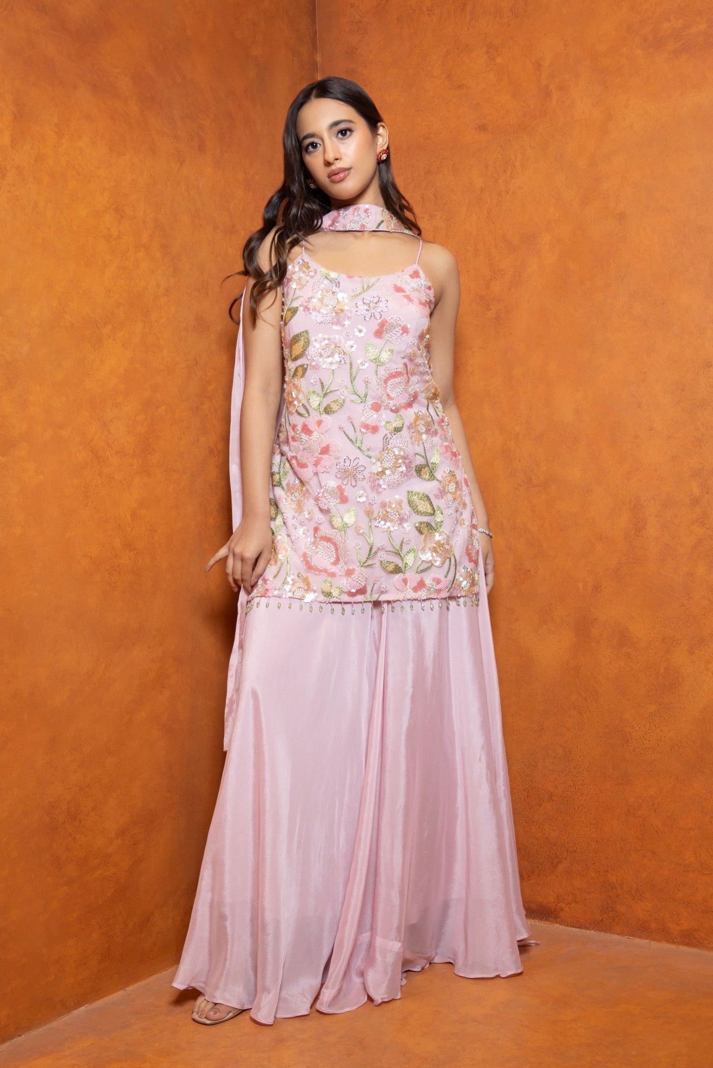 Rosé Bloom Embroidered Ensemble (RTS)