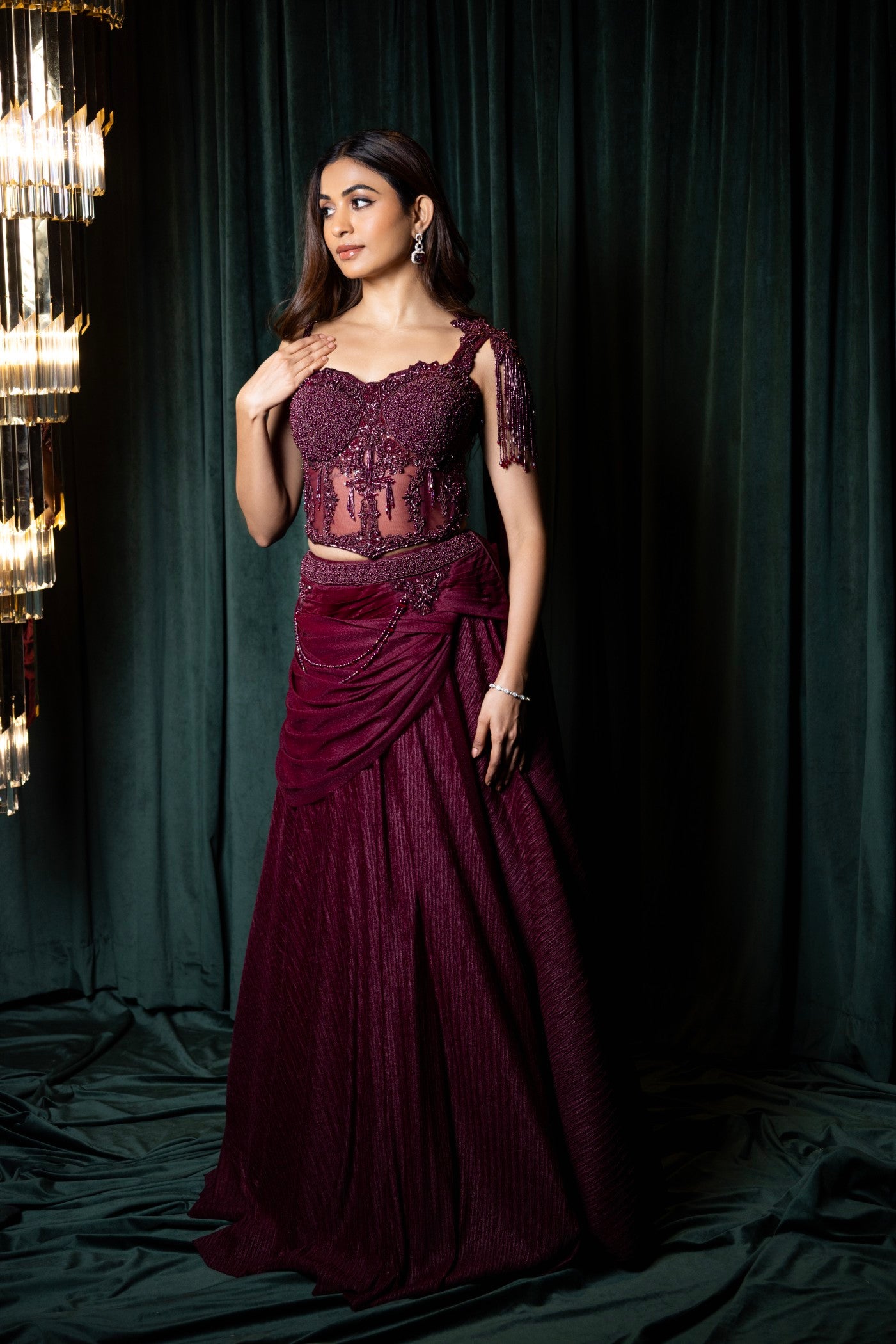 Crimson Majesty Embellished Lehenga Set (RTS)