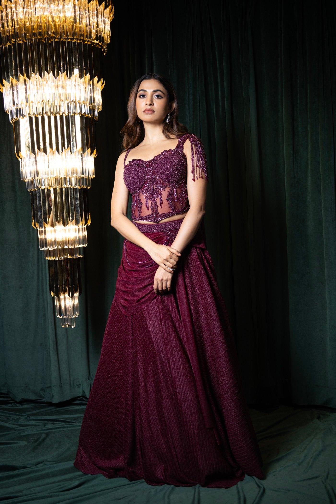 Crimson Majesty Embellished Lehenga Set