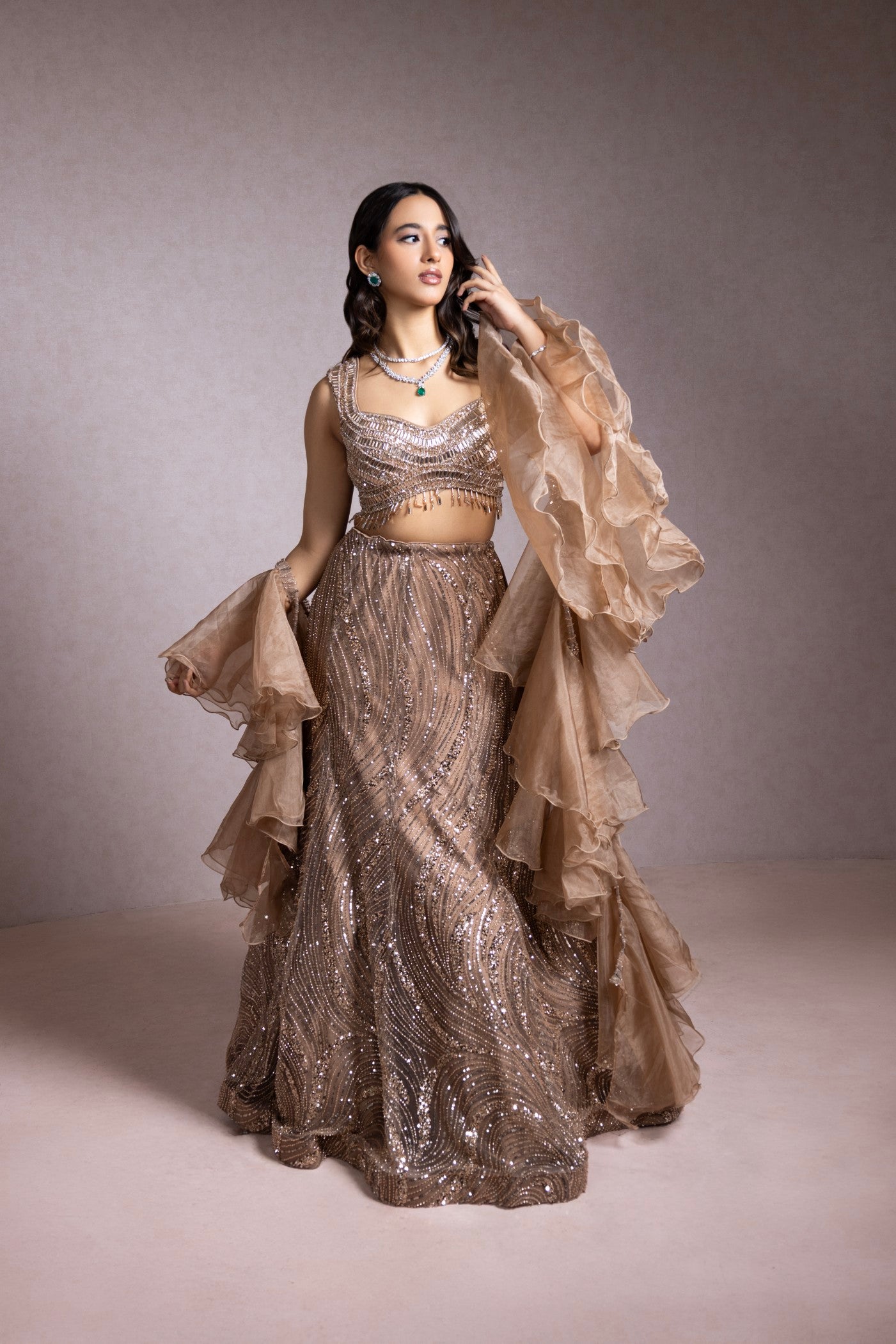 Golden Mirage Sequin Embellished Lehenga (RTS)