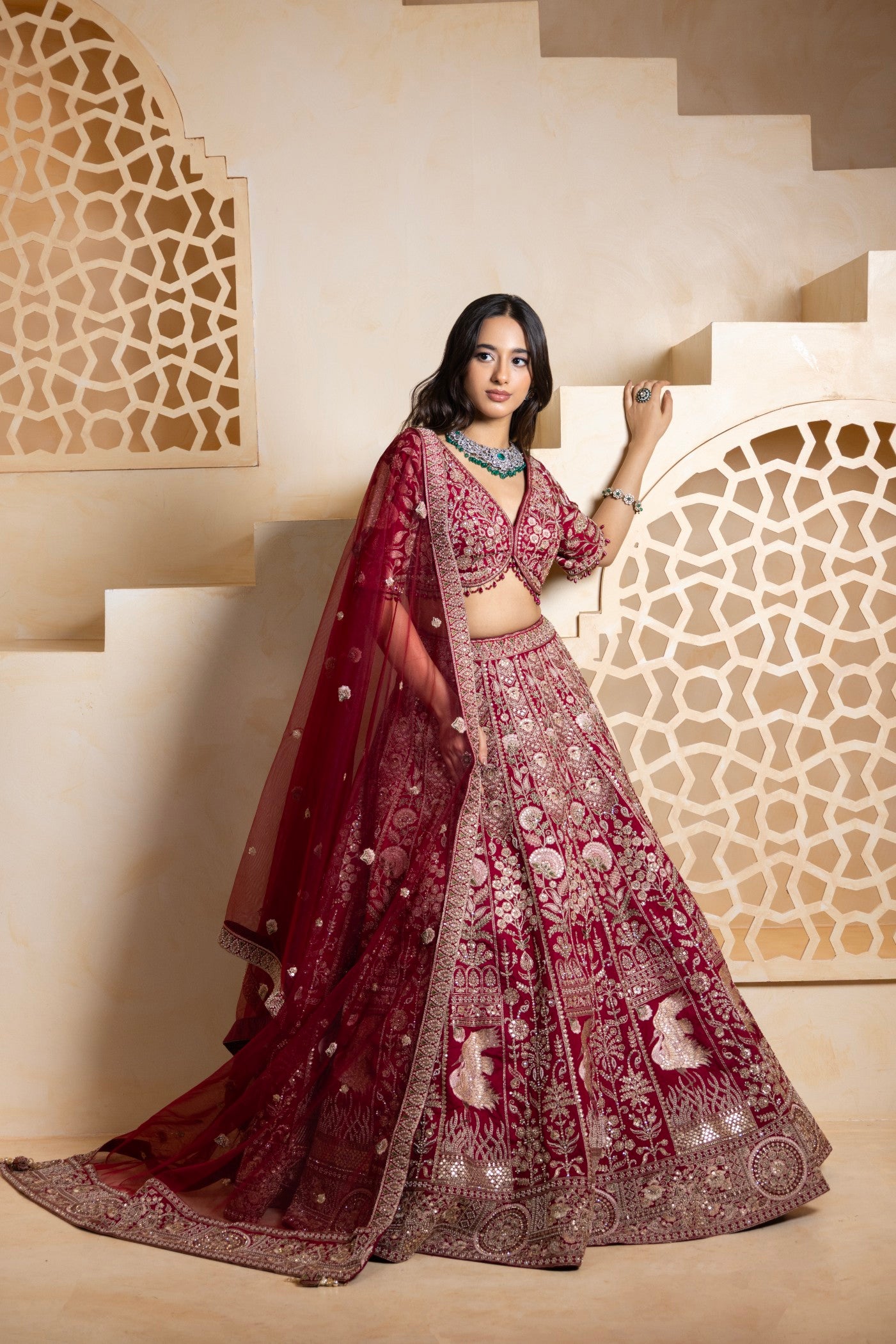 The Maharani Scarlet Bridal Lehenga Set (RTS)