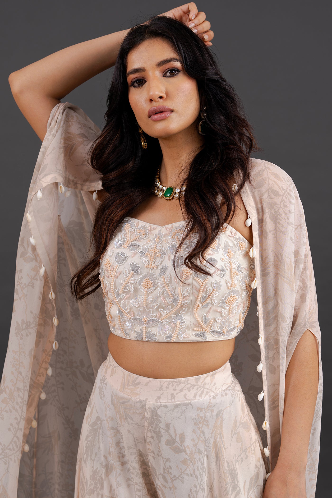 Soft pink and grey printed palazzo set