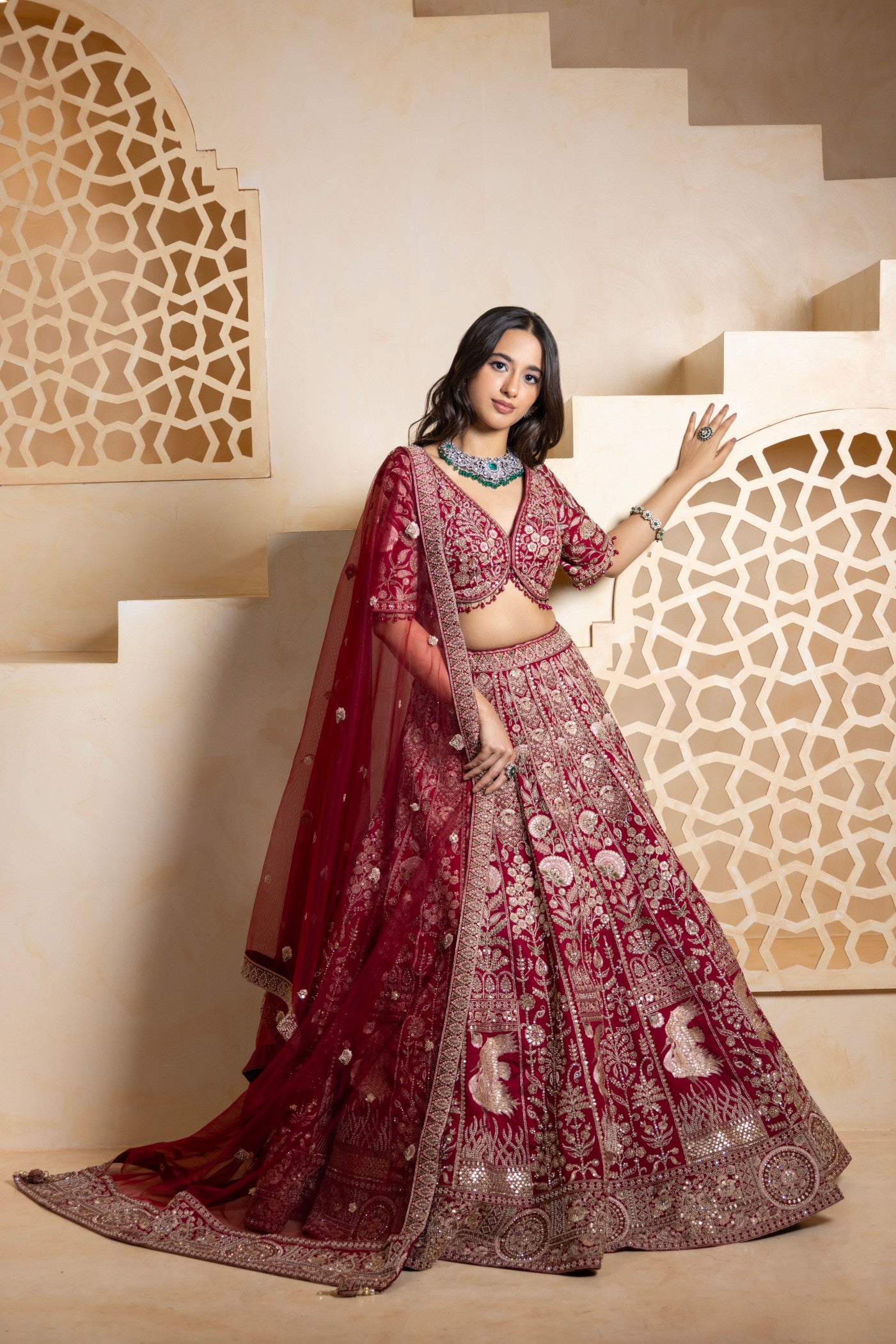 The Maharani Scarlet Bridal Lehenga Set (RTS)