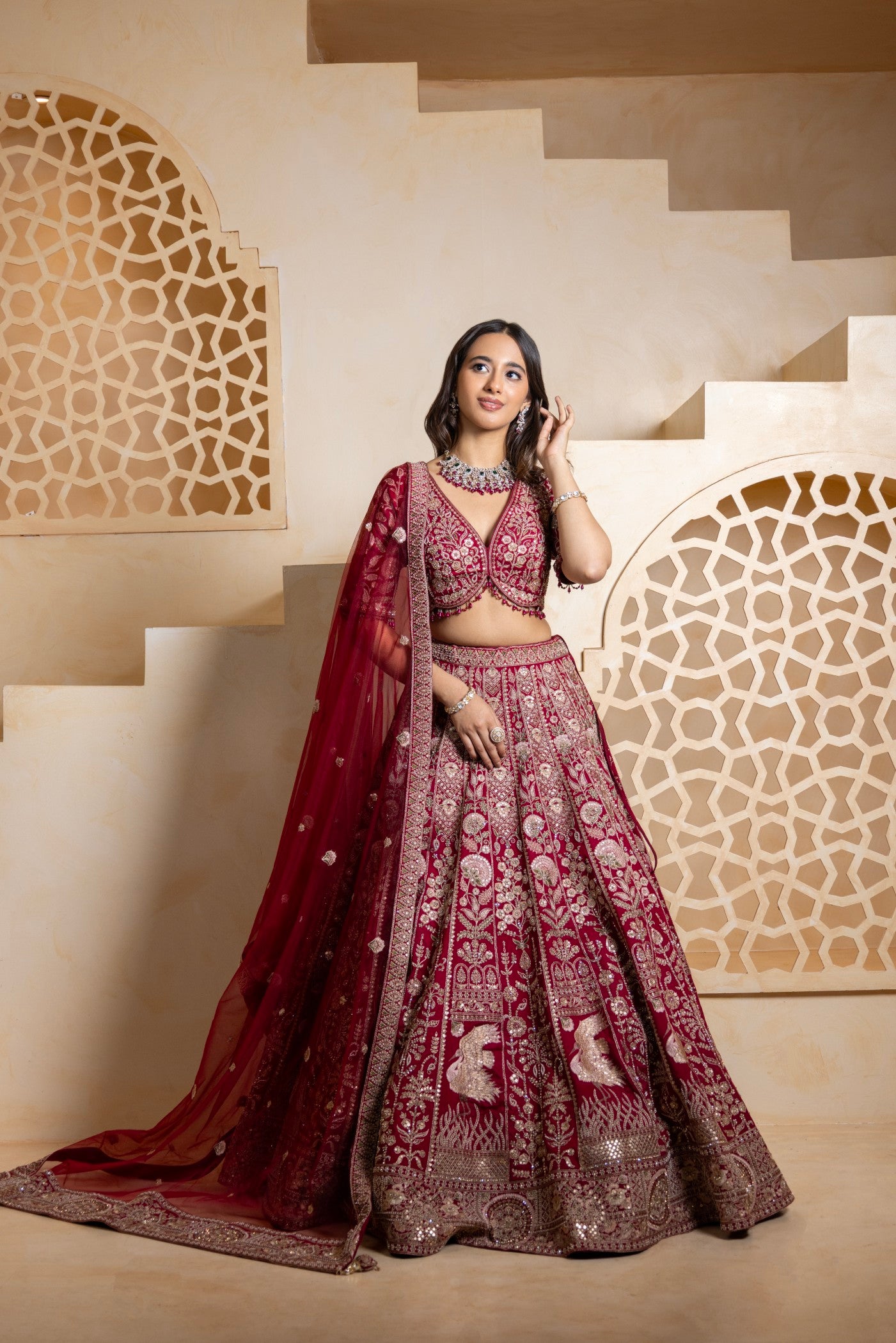 The Maharani Scarlet Bridal Lehenga Set (RTS)