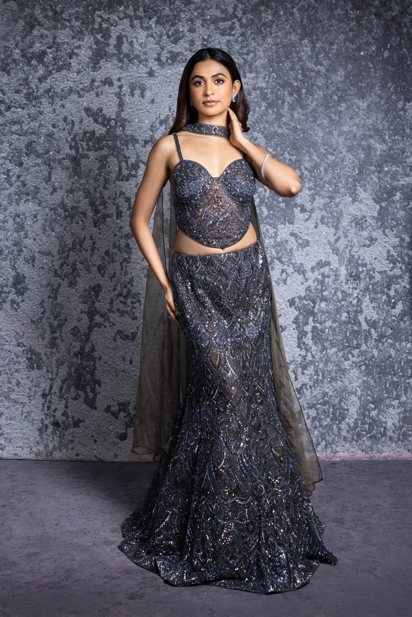 Midnight Opulence Sequin Embroidered Lehenga Set