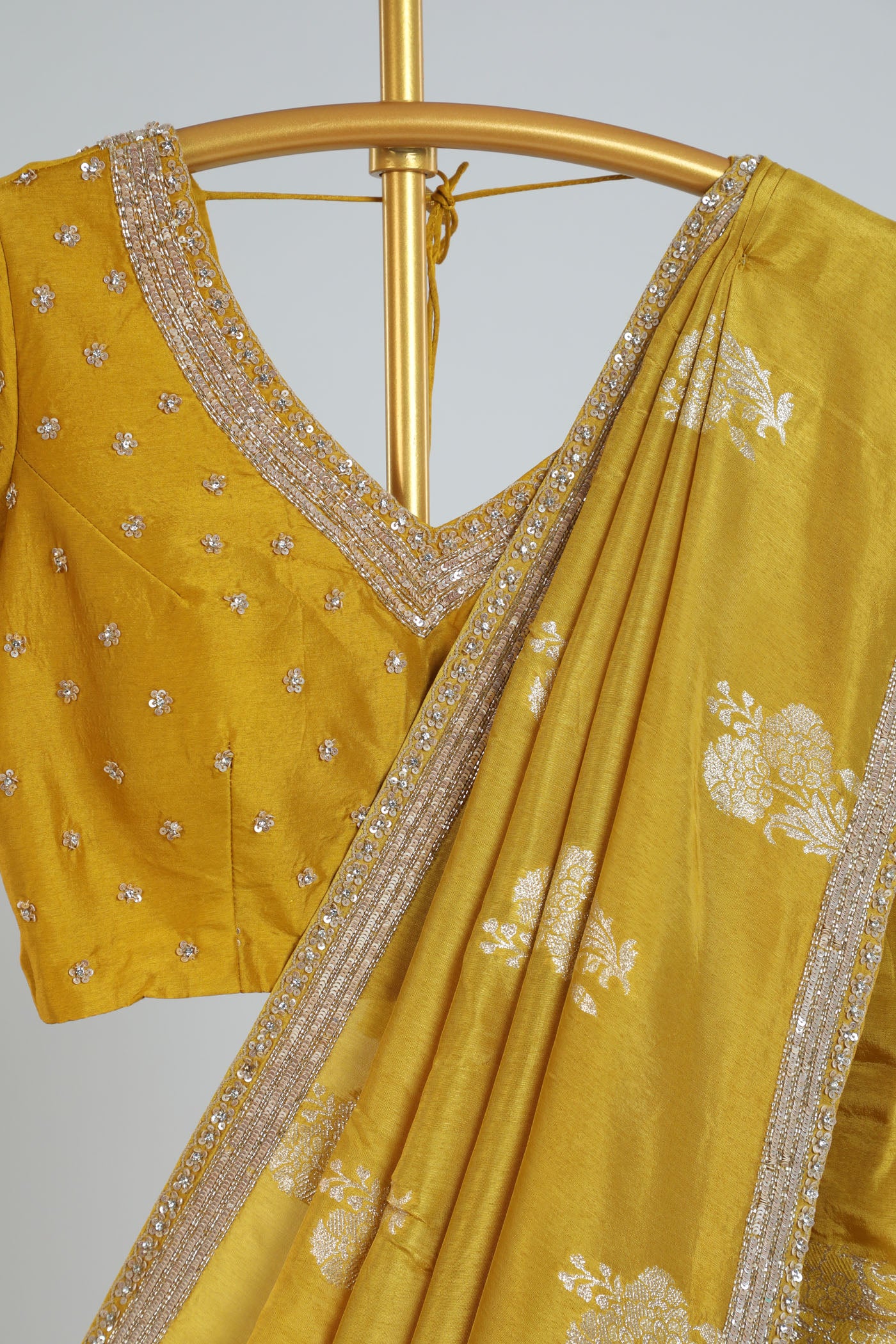 Banarasi crape silk saree with readymade blouse