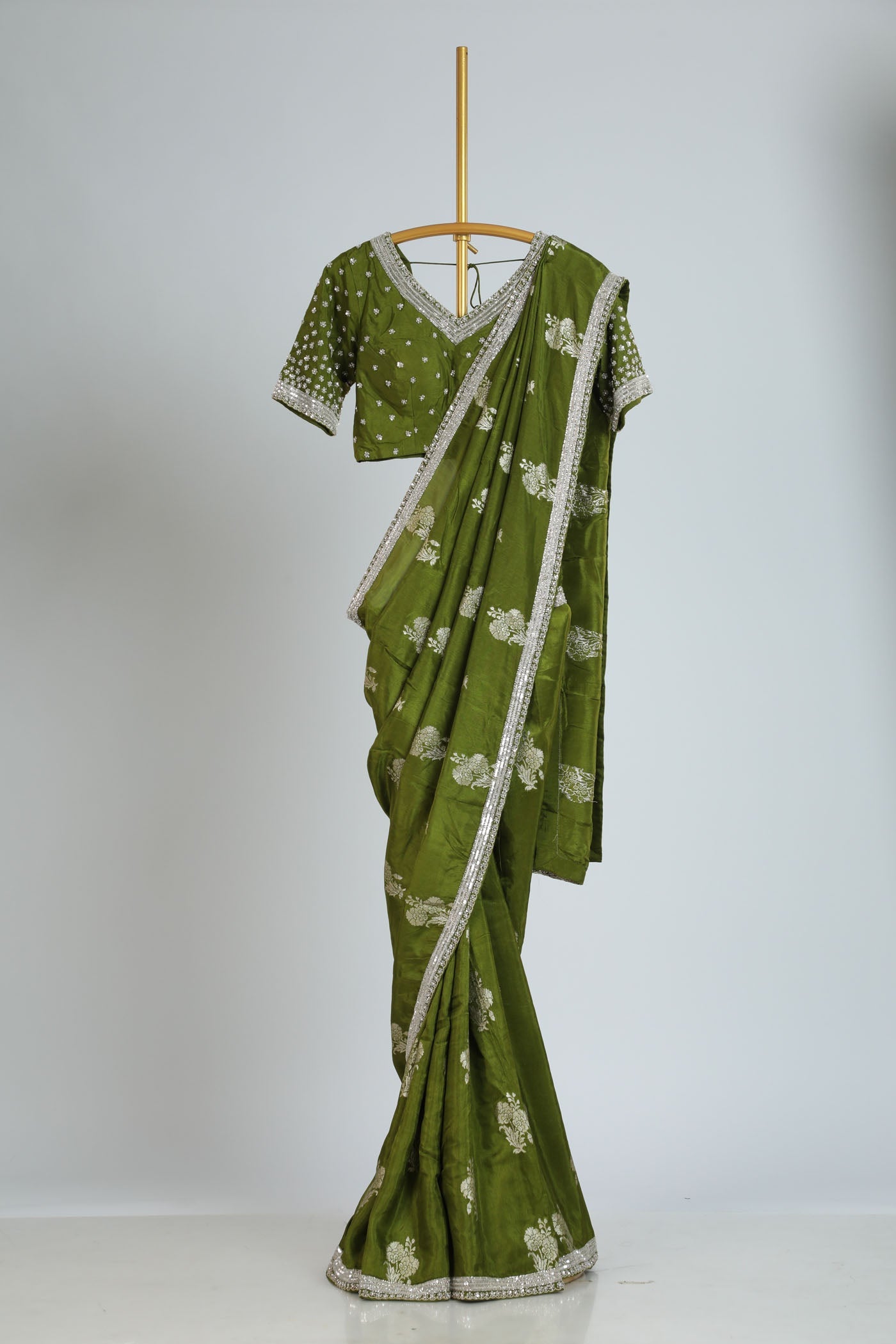 Banarasi Crape silk saree with readymade blouse (RTS)