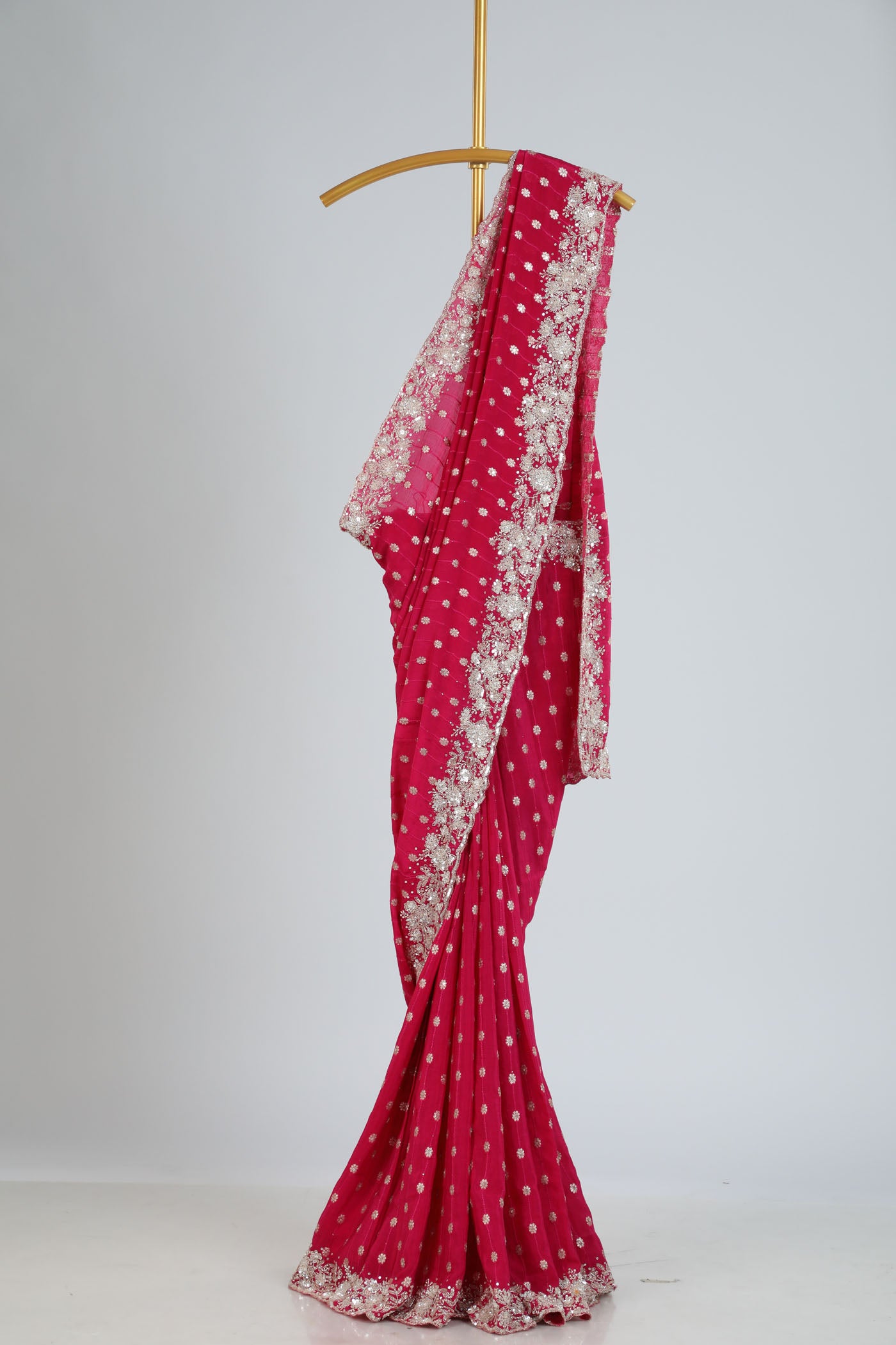 Banarsi chinnon Crape saree with embroidery.