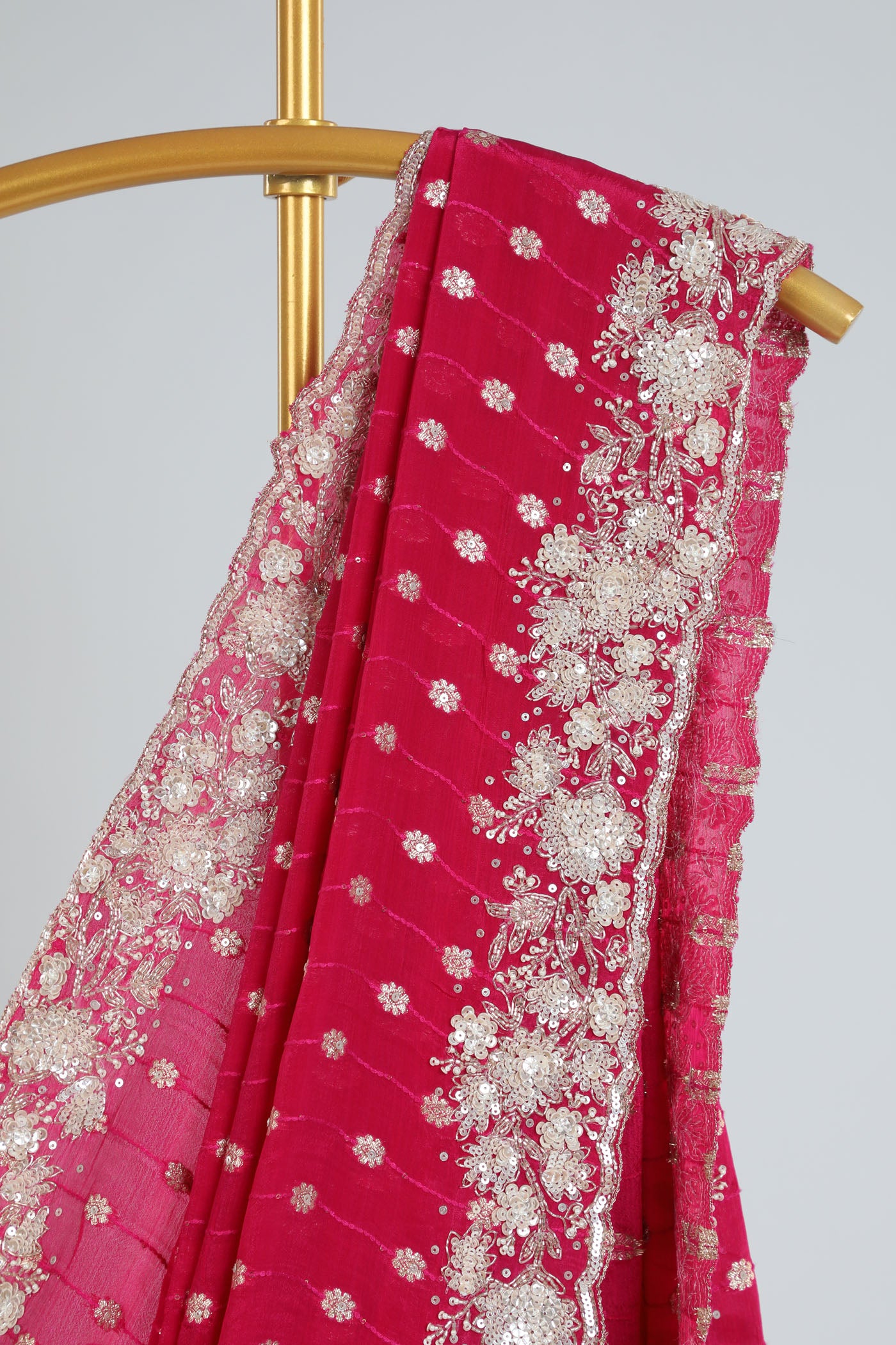 Banarsi chinnon Crape saree with embroidery.