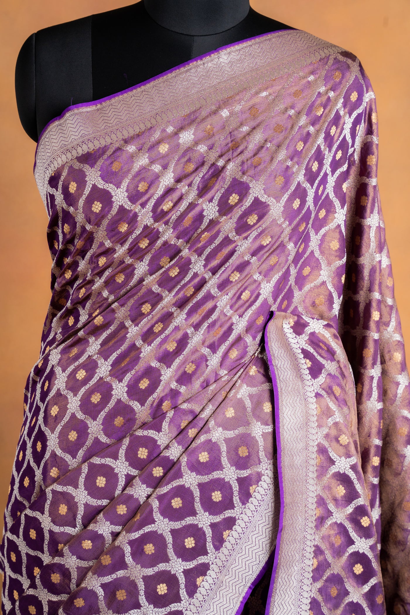 Royal Purple Jaal Banarasi Tissue Georgette Saree (RTS)