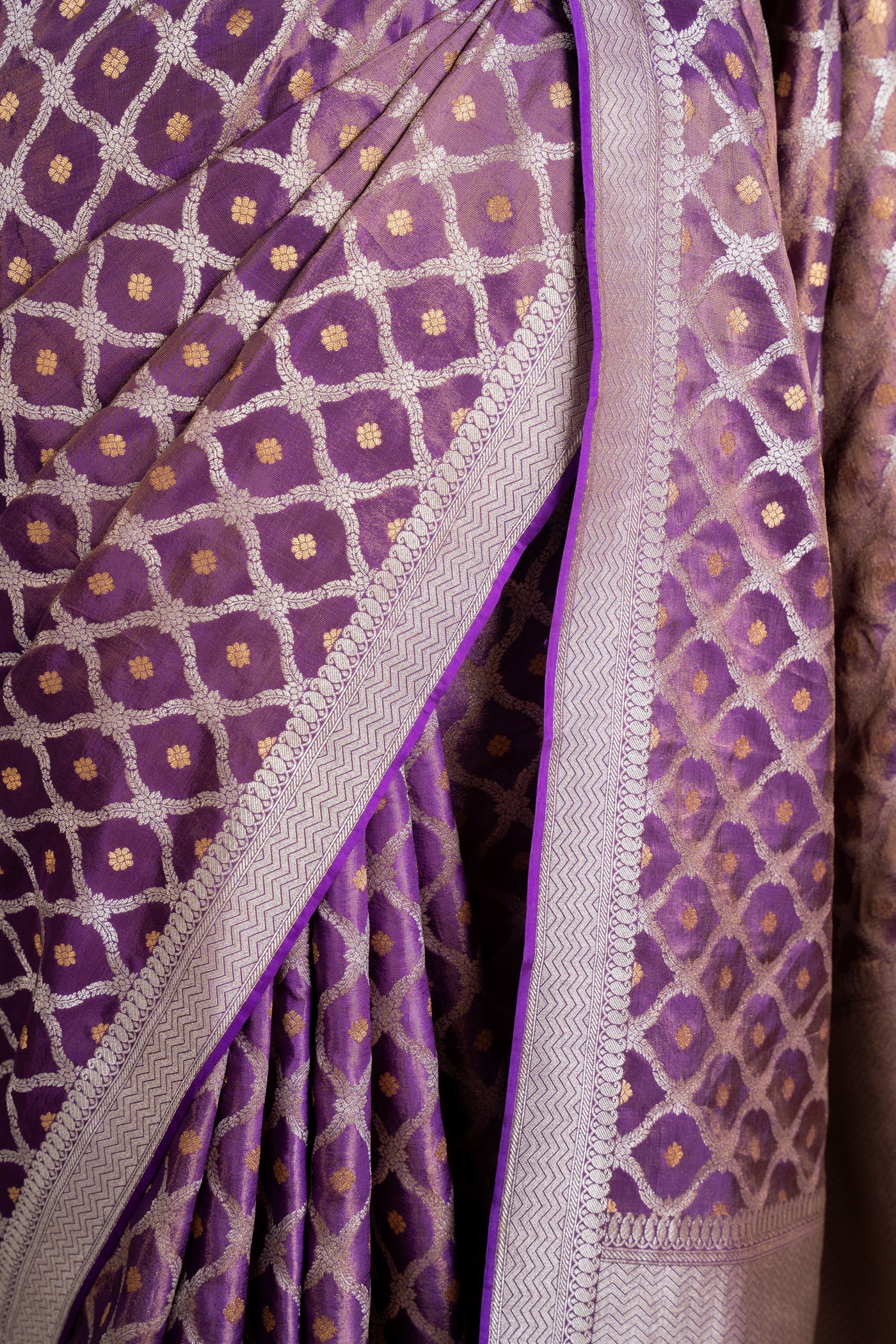 Royal Purple Jaal Banarasi Tissue Georgette Saree (RTS)
