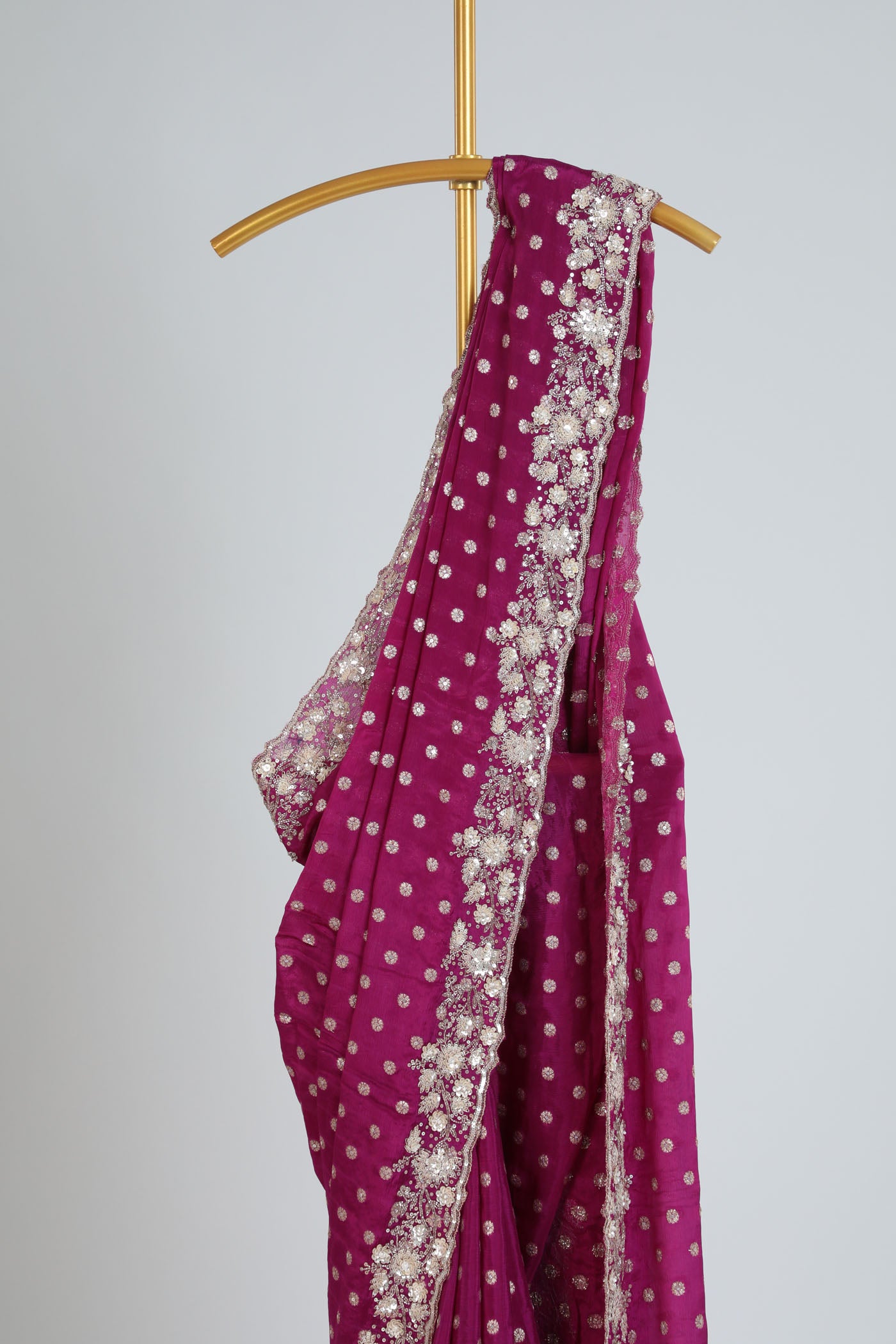 Banarsi chinnon Crape saree with embroidery.