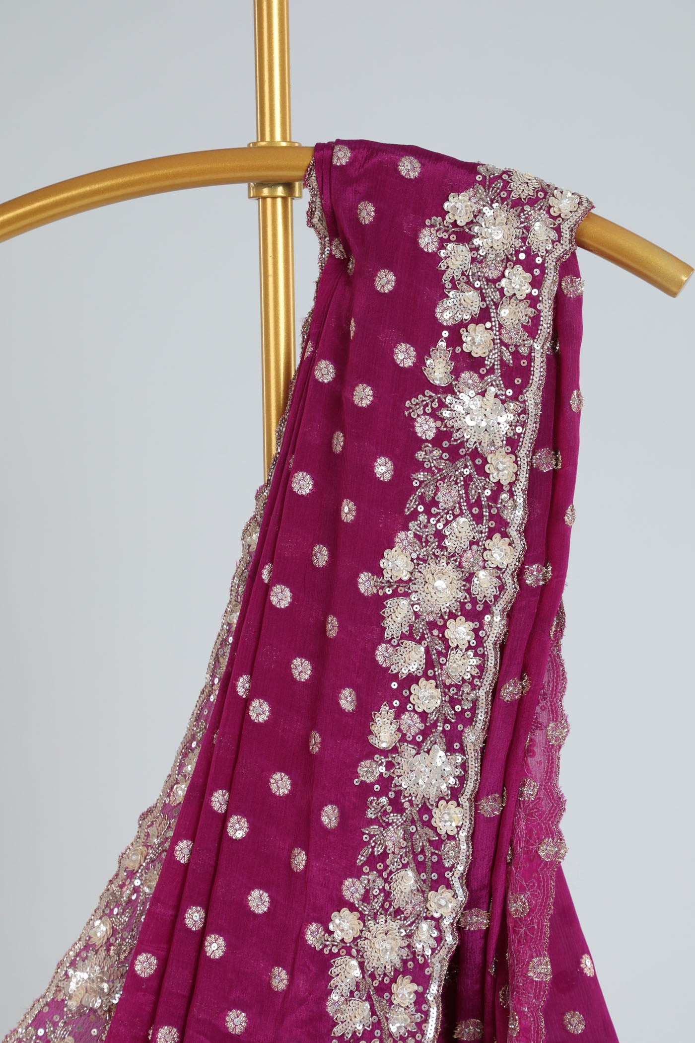 Banarsi chinnon Crape saree with embroidery.