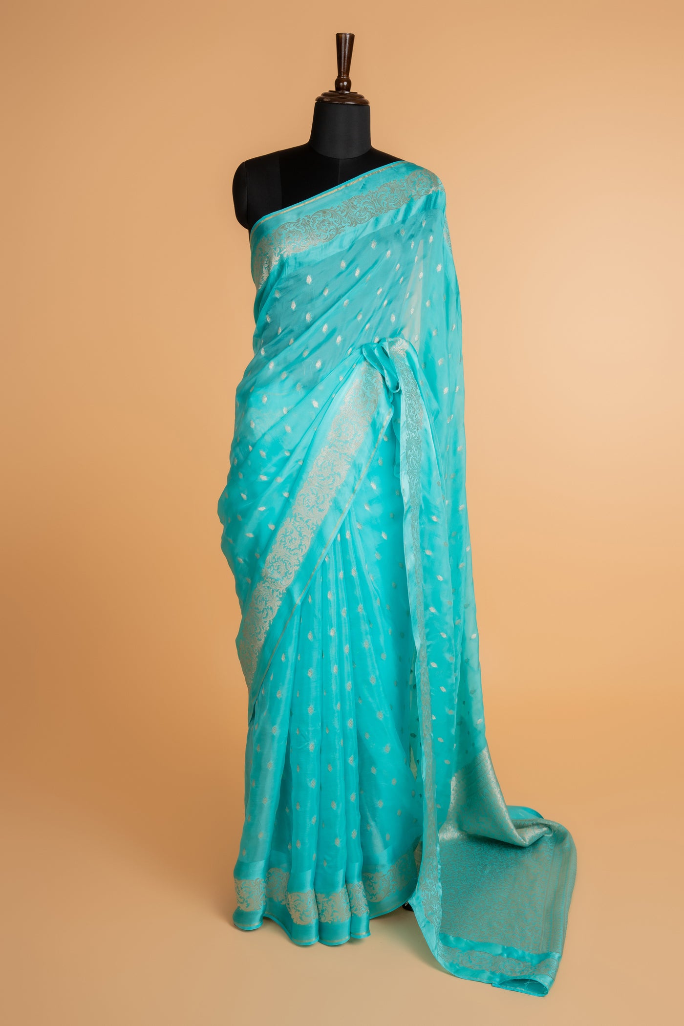 Sky Blue Banarasi Buti Organza Saree (RTS)