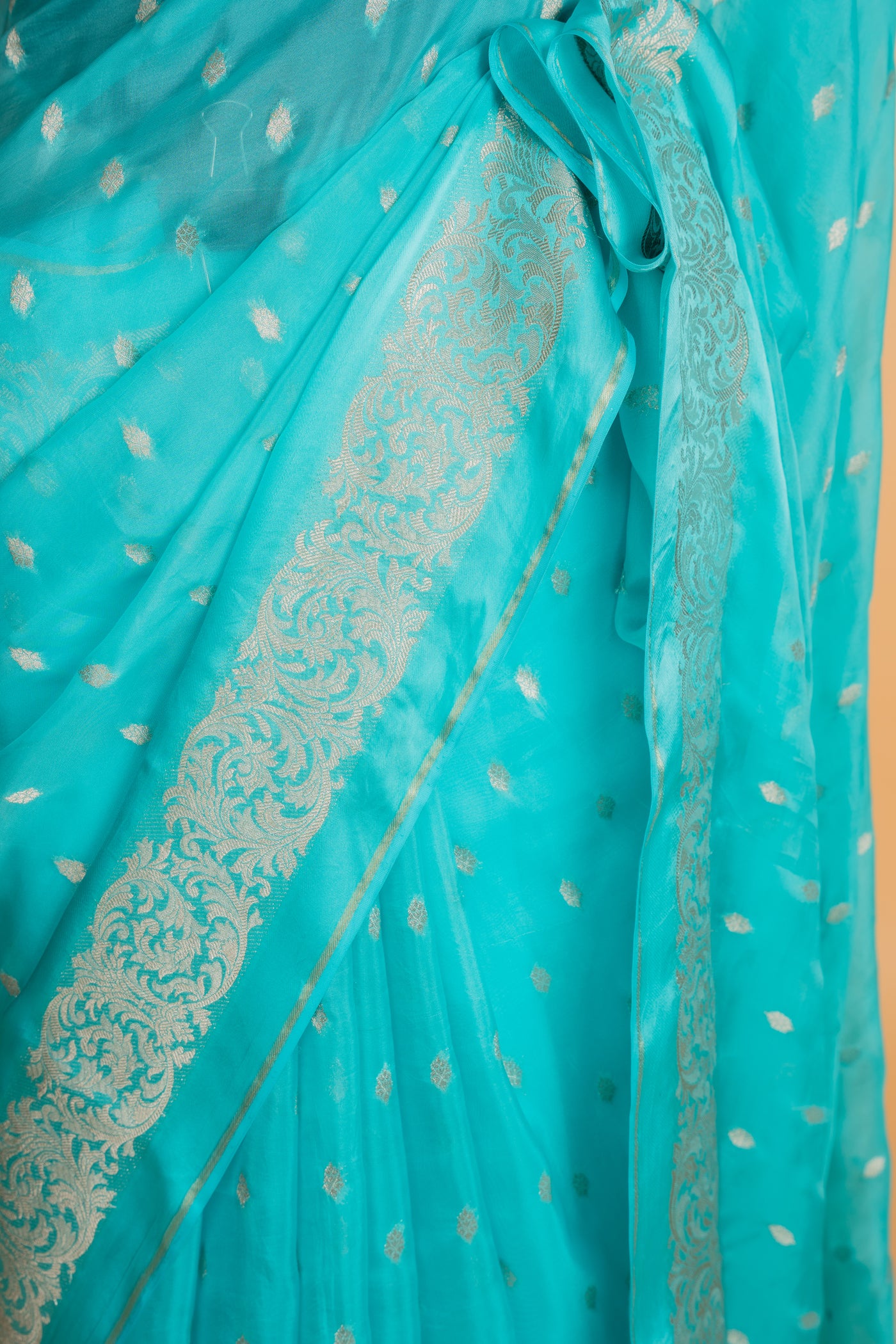 Sky Blue Banarasi Buti Organza Saree (RTS)