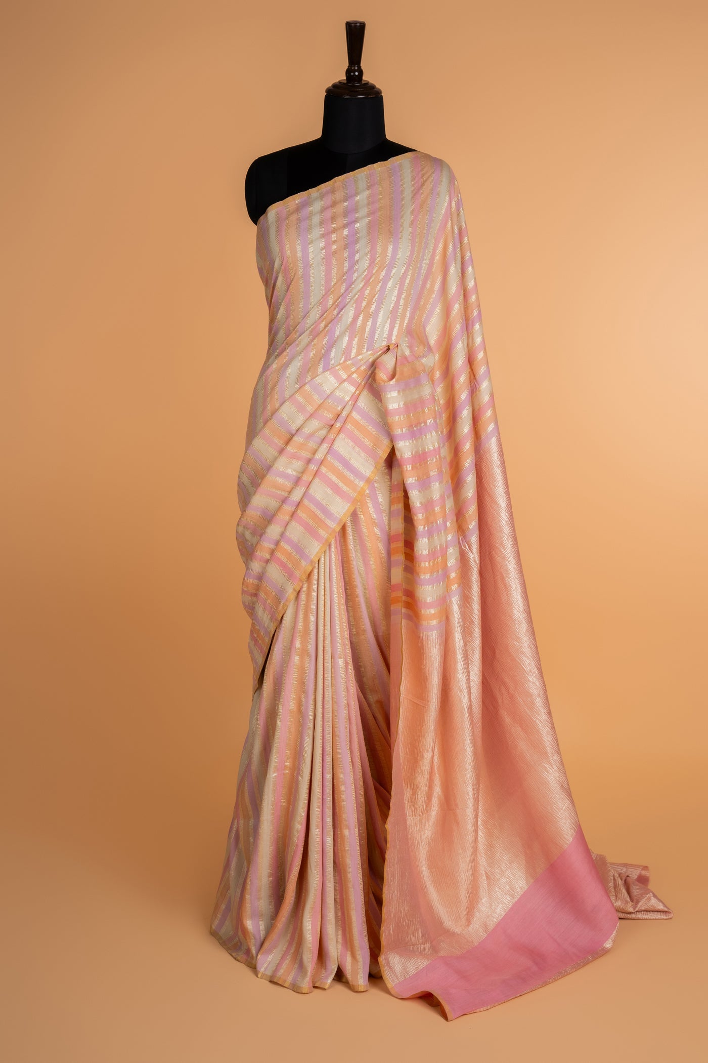 Pastel Multistriped munga Silk Saree

 (RTS)