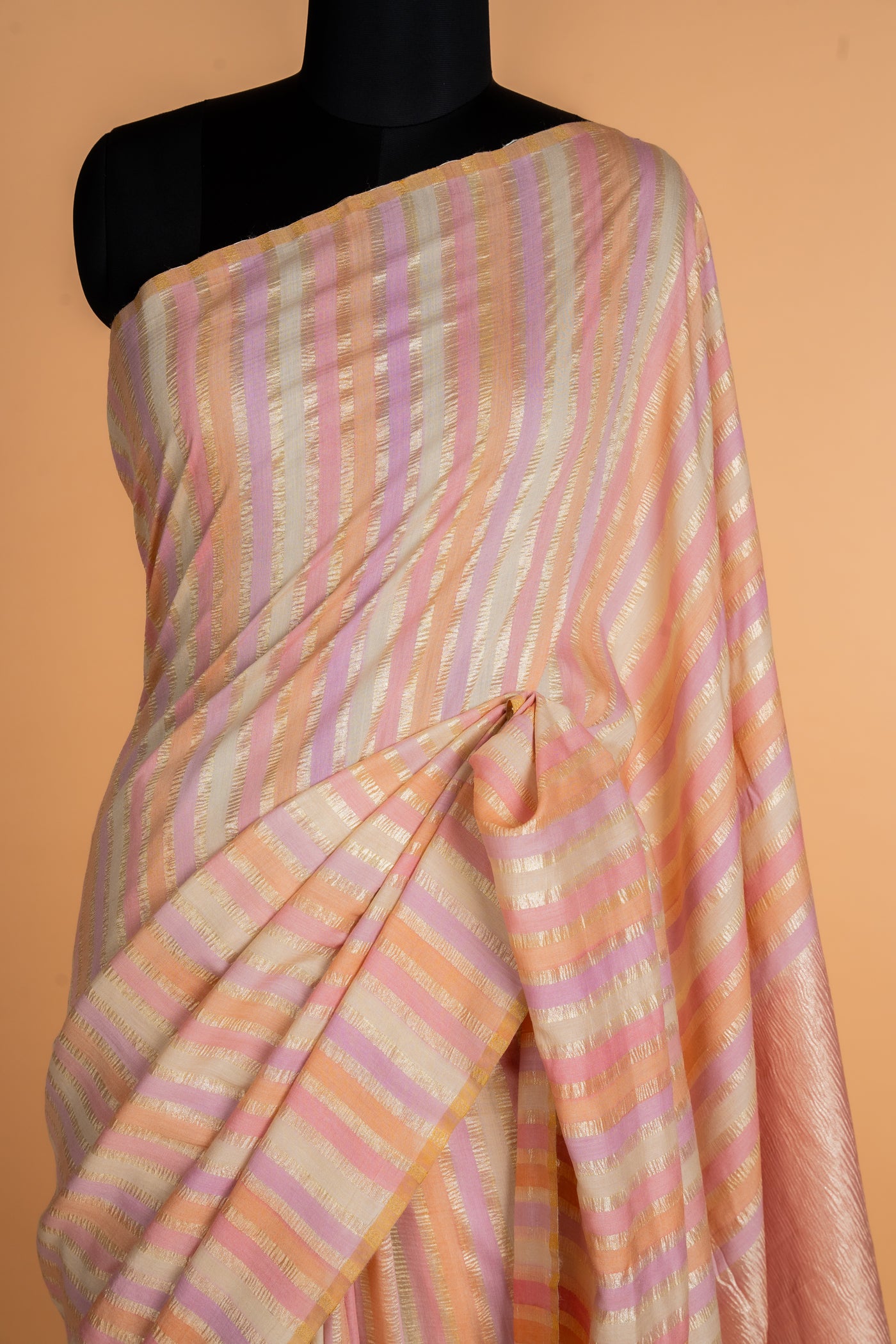 Pastel Multistriped munga Silk Saree

 (RTS)