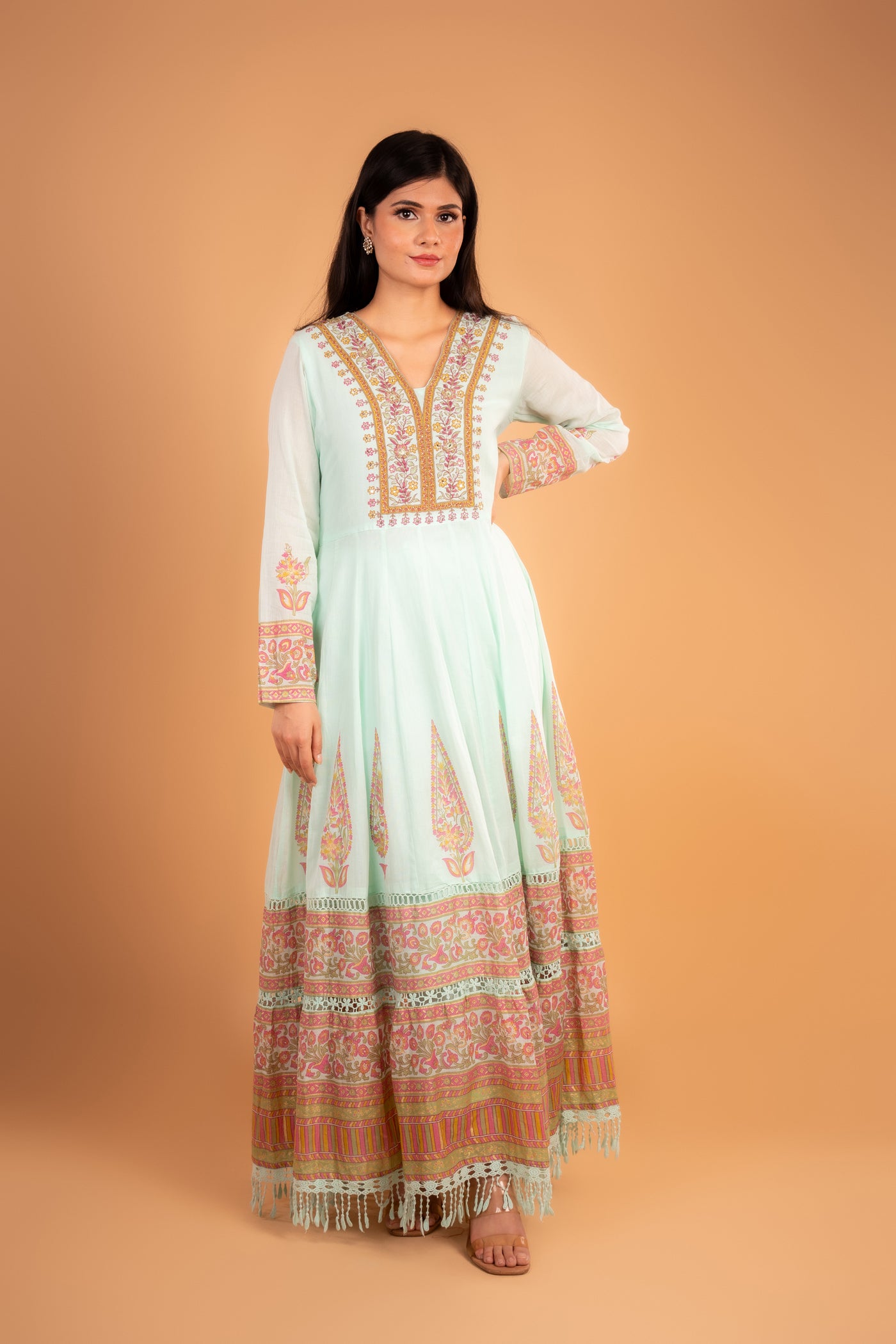 Sky Blue Embroidered Anarkali set