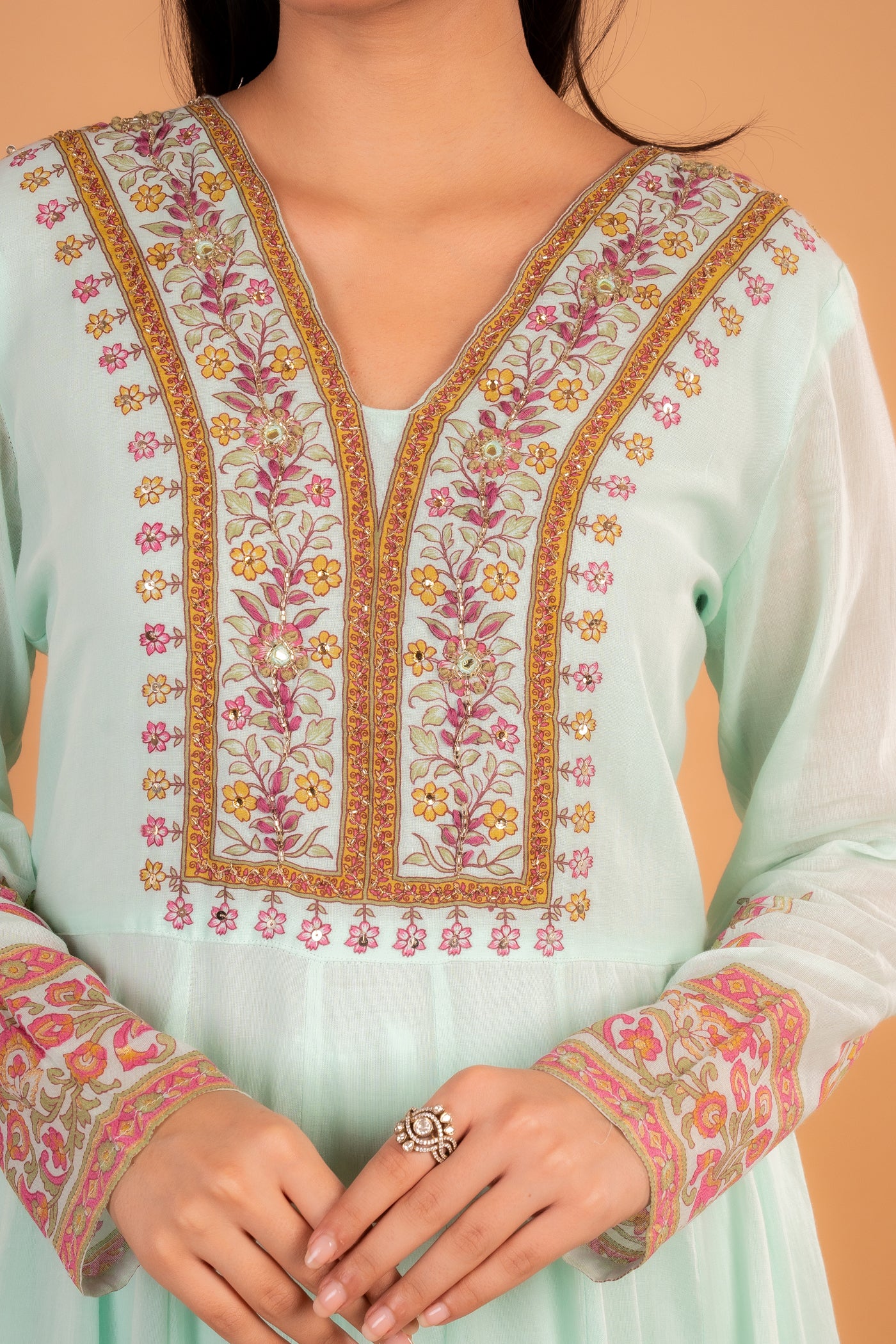 Sky Blue Embroidered Anarkali set